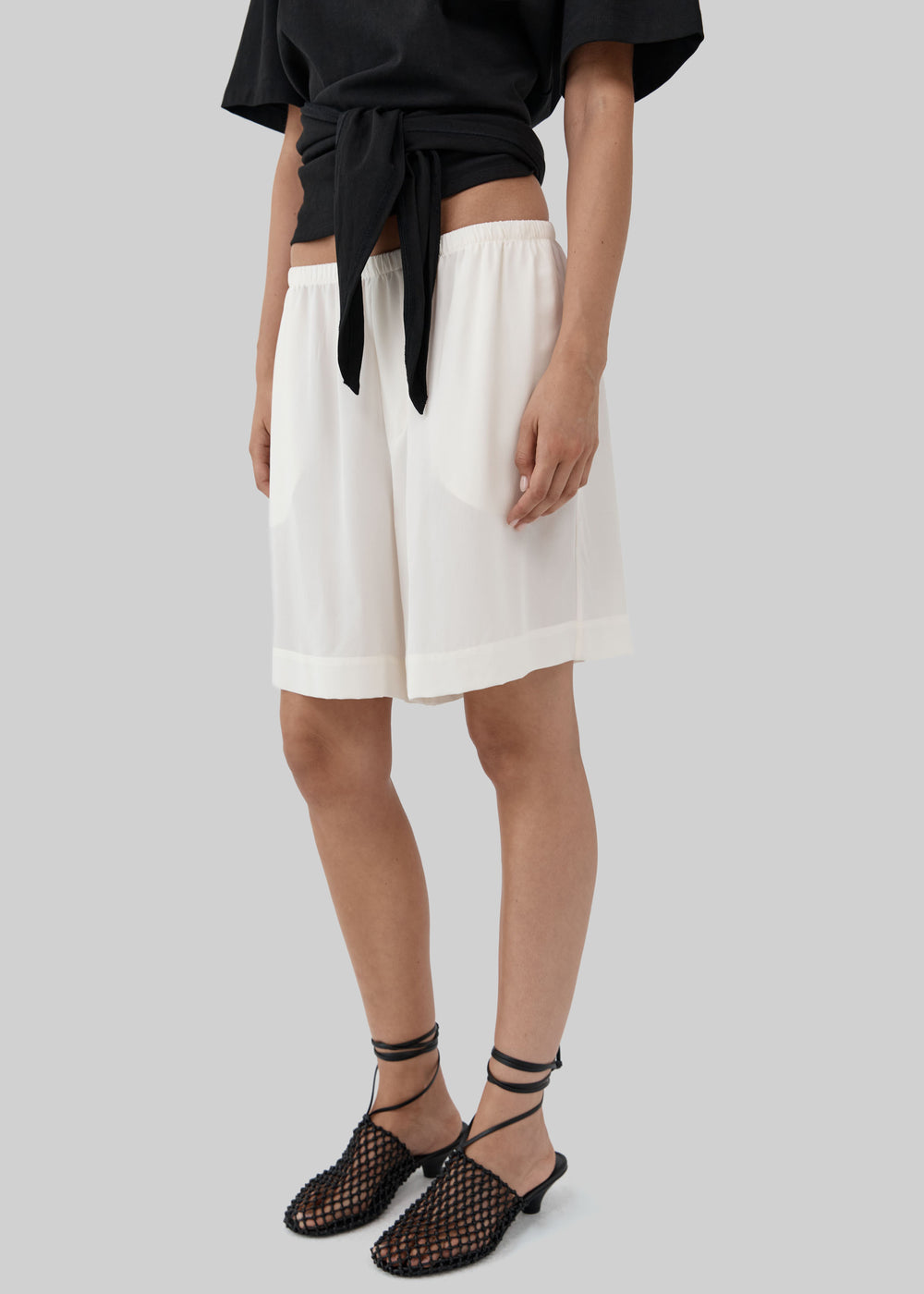St. Agni Silk Everyday Relaxed Shorts - Tofu - 1