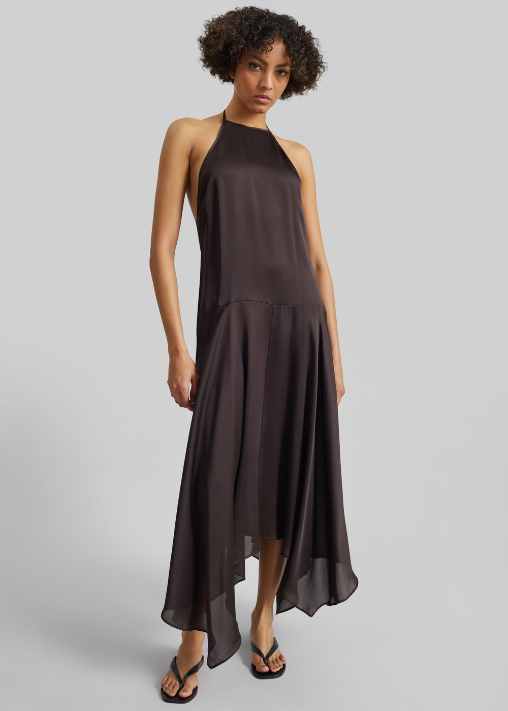 St. Agni Silk Handkerchief Halter Dress - Bark - 1