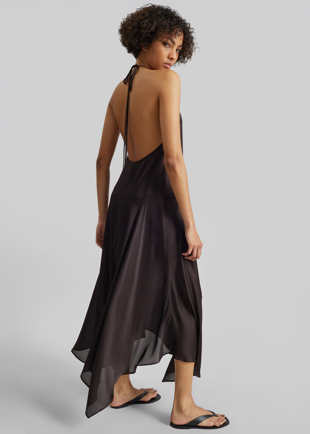 St. Agni Silk Handkerchief Halter Dress - Bark - 9