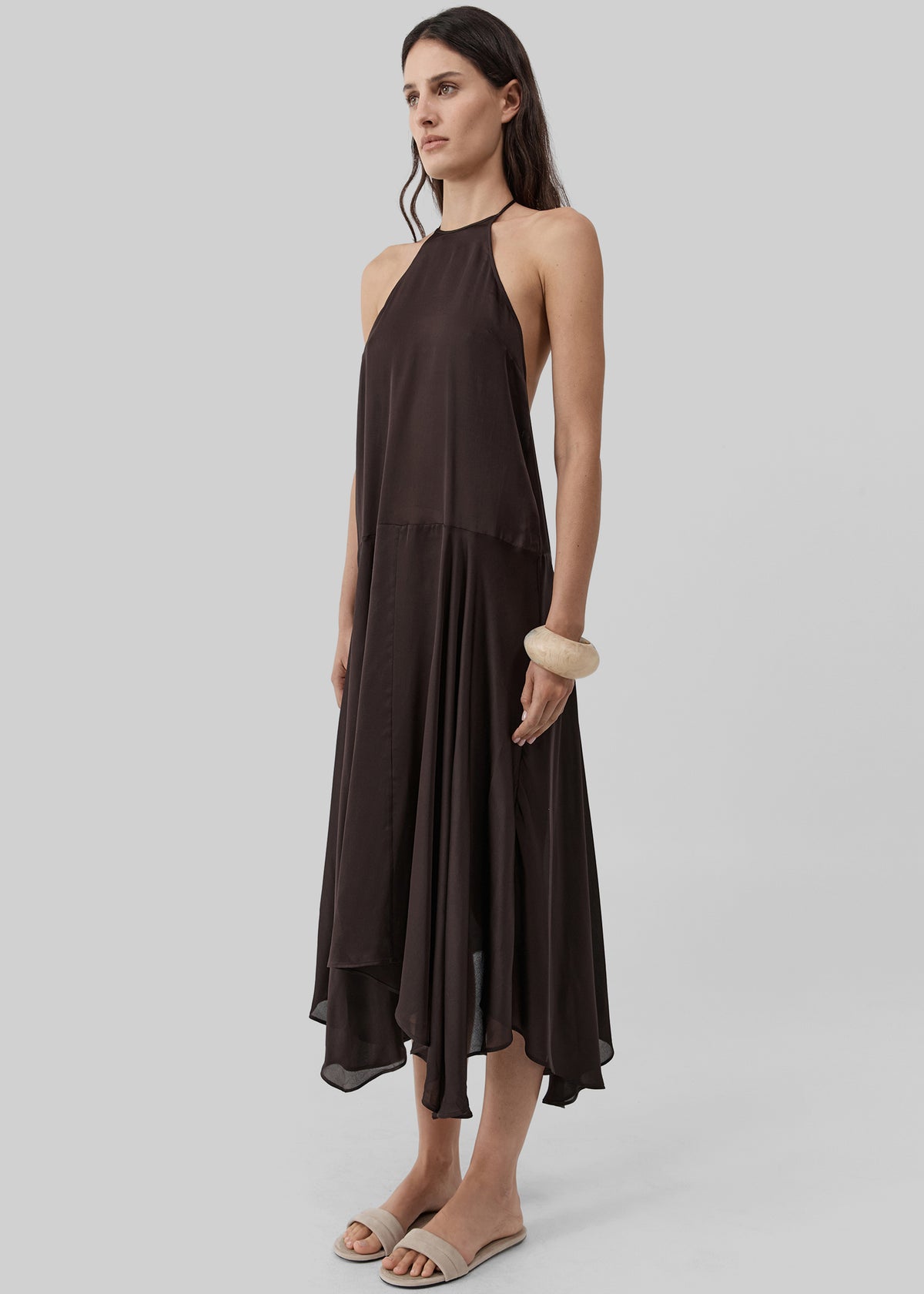 St. Agni Silk Handkerchief Halter Dress - Bark - 4