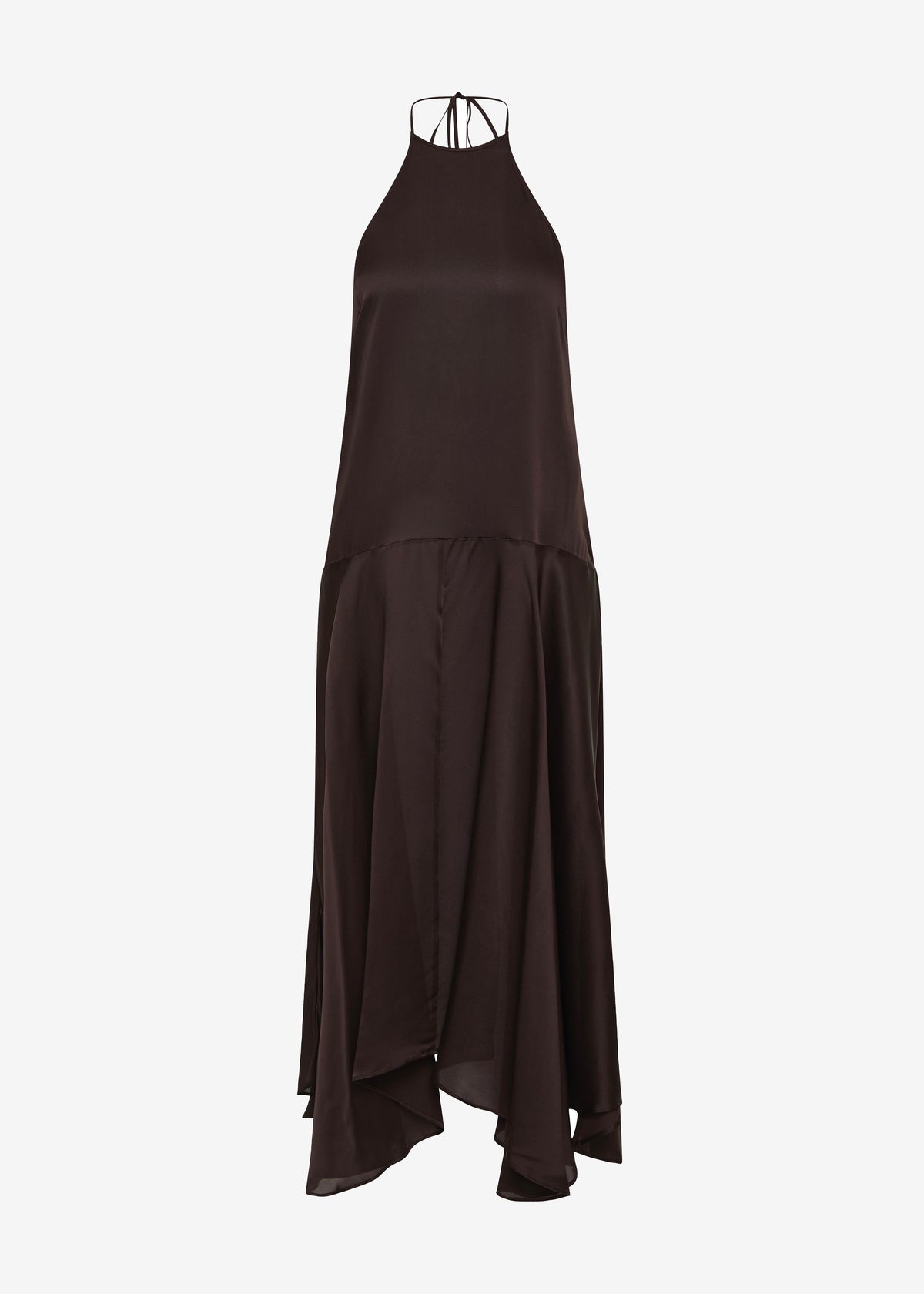 St. Agni Silk Handkerchief Halter Dress - Bark - 8