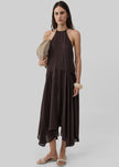St. Agni Silk Handkerchief Halter Dress - Bark