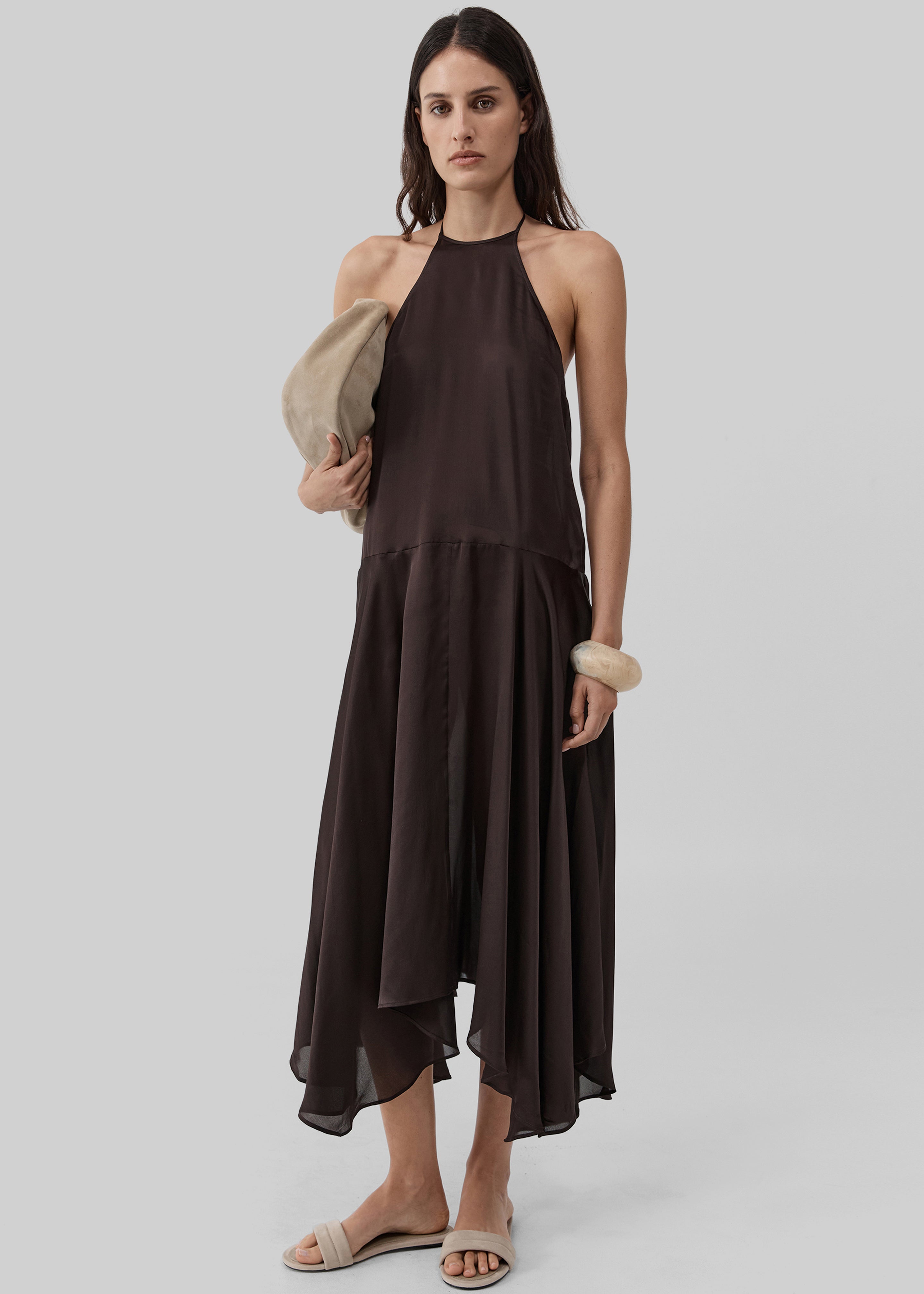 St. Agni Silk Handkerchief Halter Dress - Bark - 1