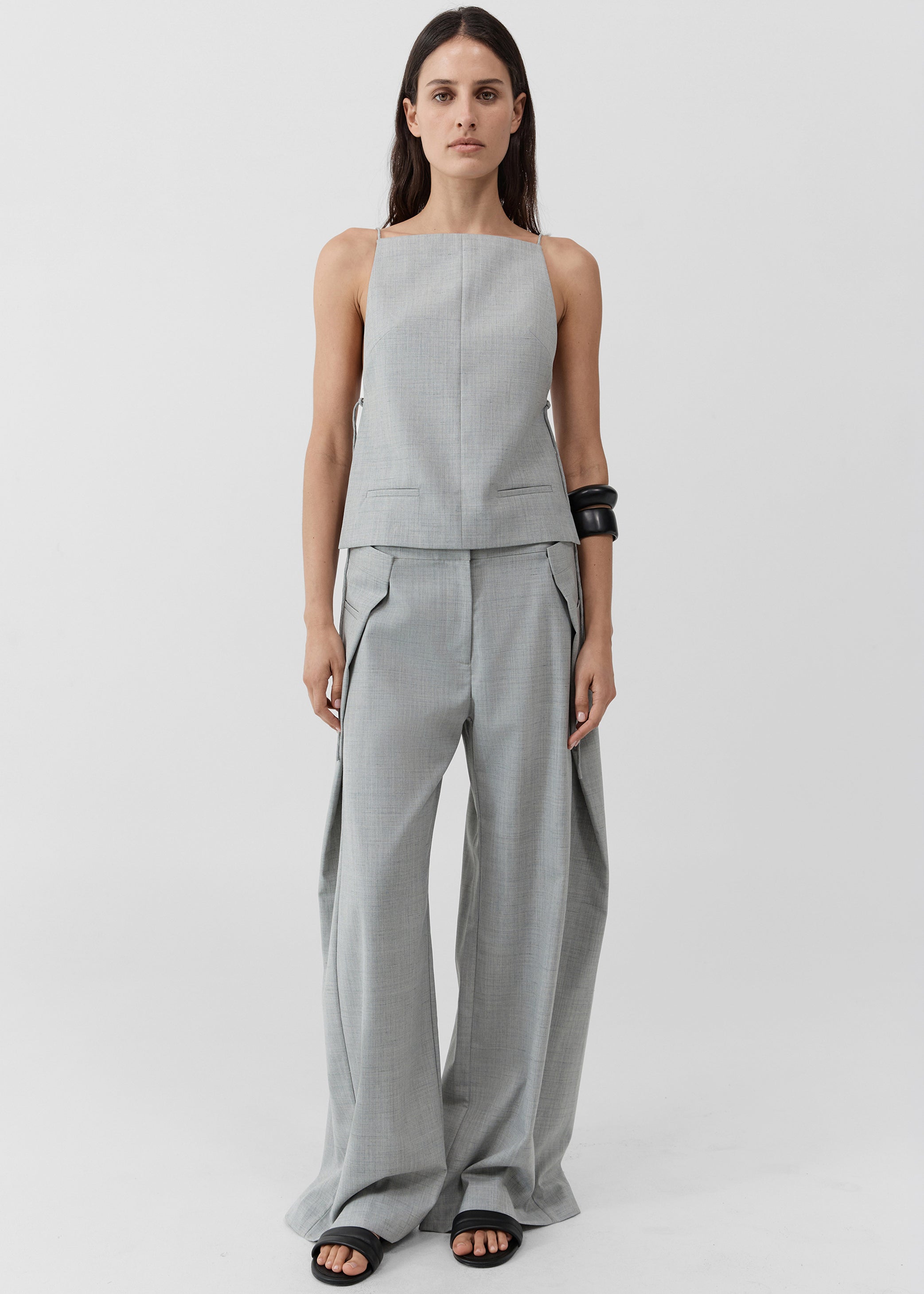 Shop the look image for St. Agni Square Side Tie Top - Concrete