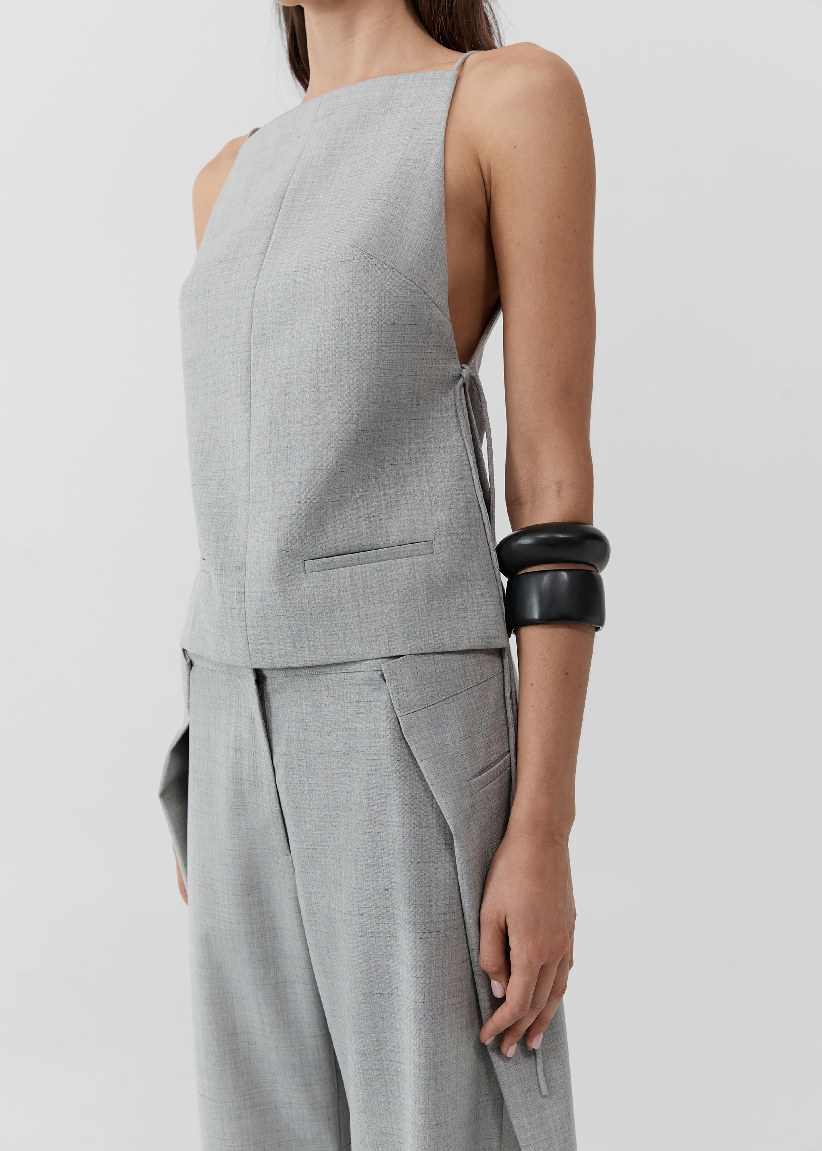 St. Agni Square Side Tie Top - Concrete - 2