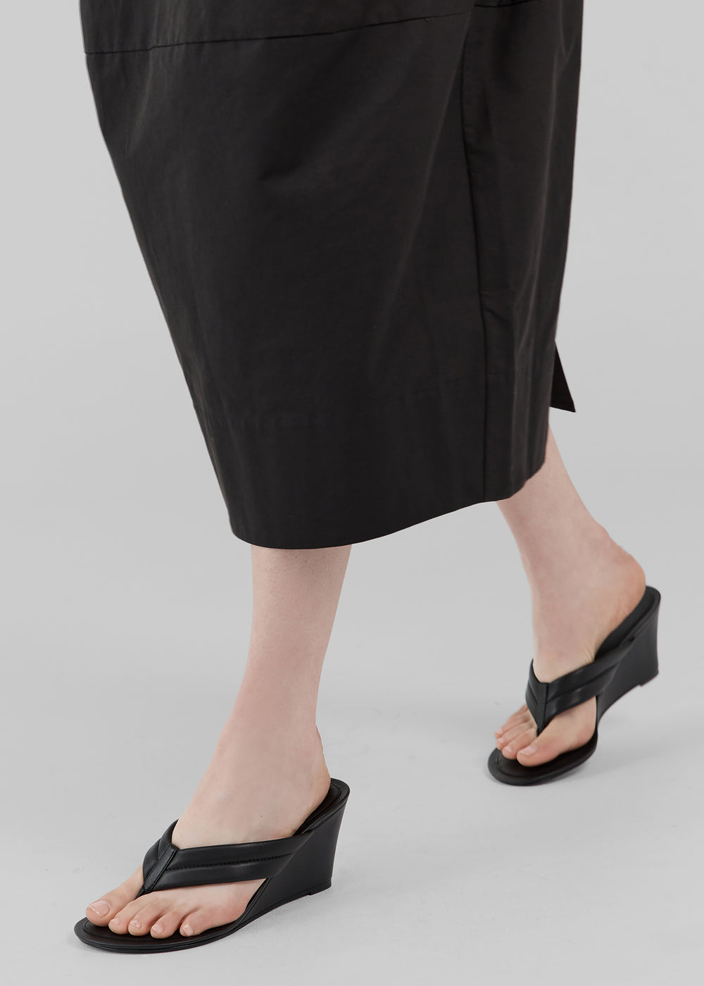 St. Agni Stitch Detail Thong Wedges - Black - 1