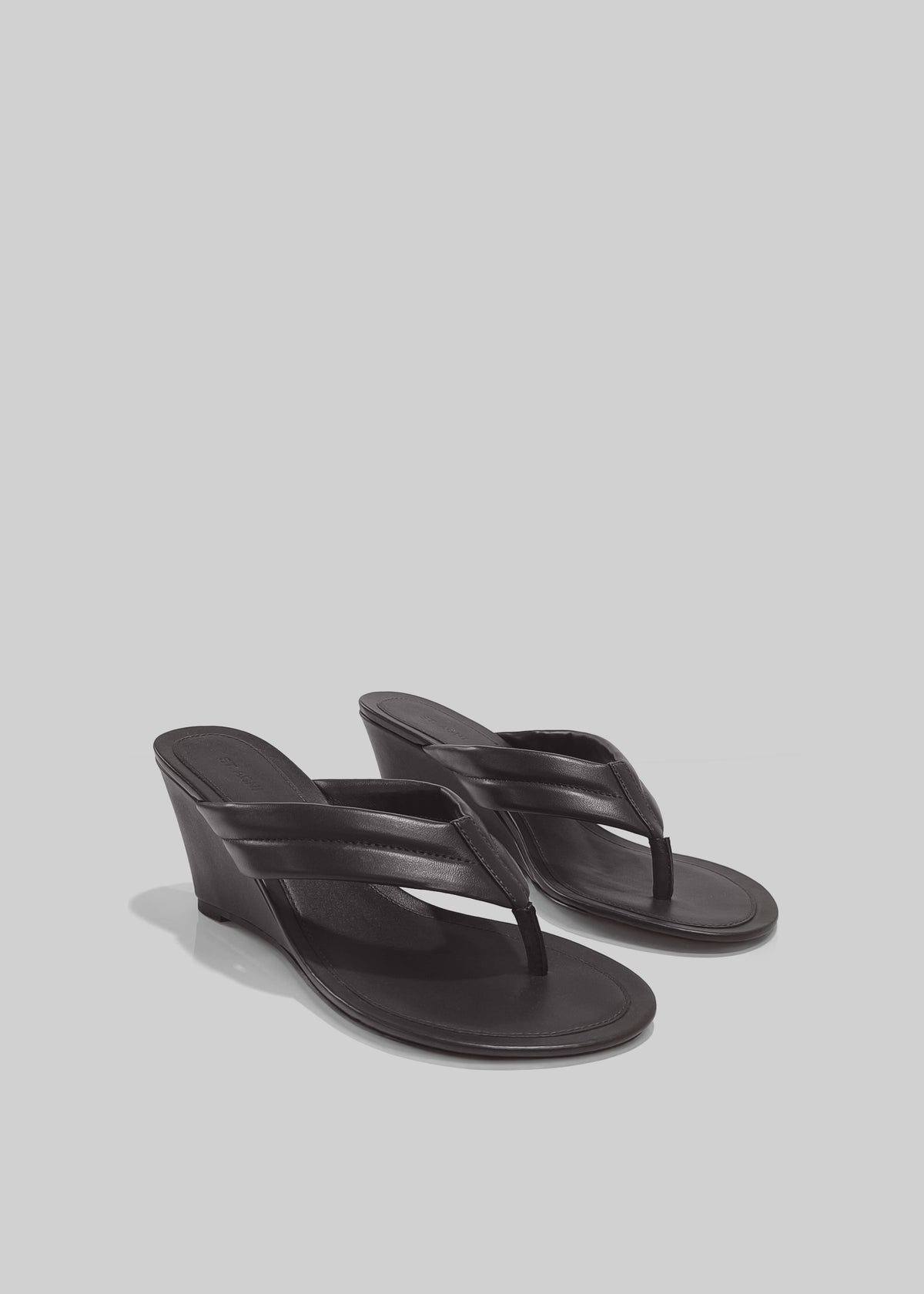 St. Agni Stitch Detail Thong Wedges - Coffee - 1