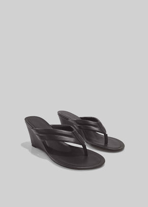 St. Agni Stitch Detail Thong Wedges - Coffee