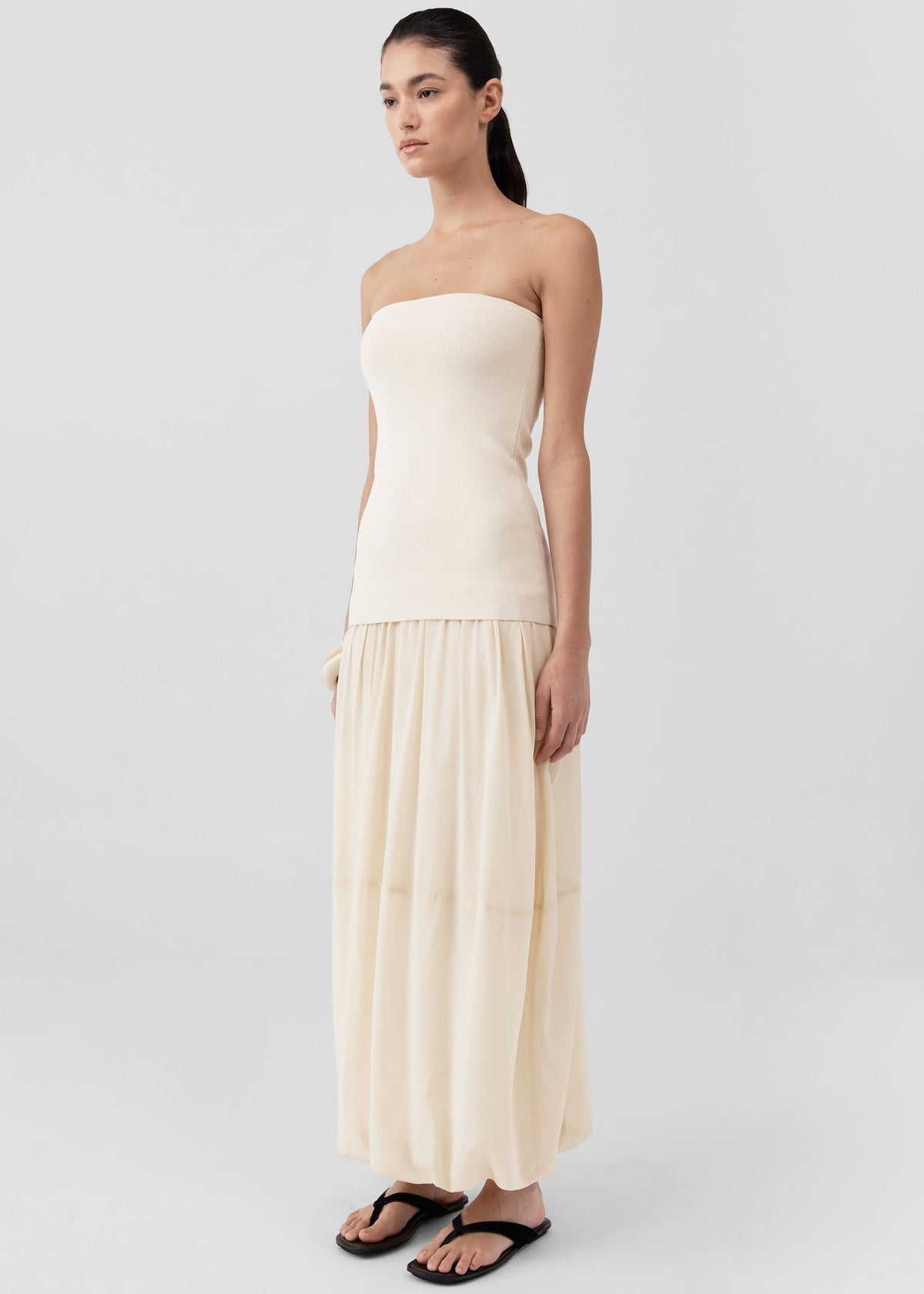 St. Agni Strapless Balloon Hem Dress - Porcelain - 3