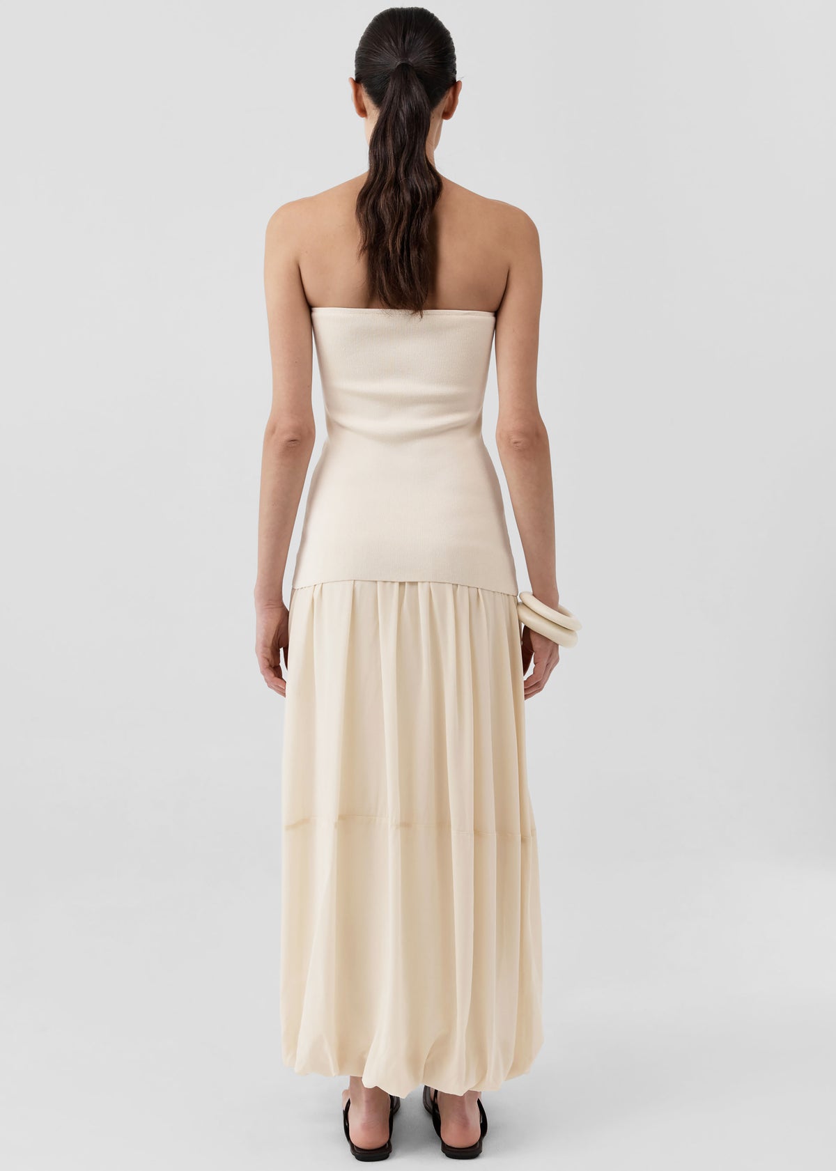 St. Agni Strapless Balloon Hem Dress - Porcelain - 5