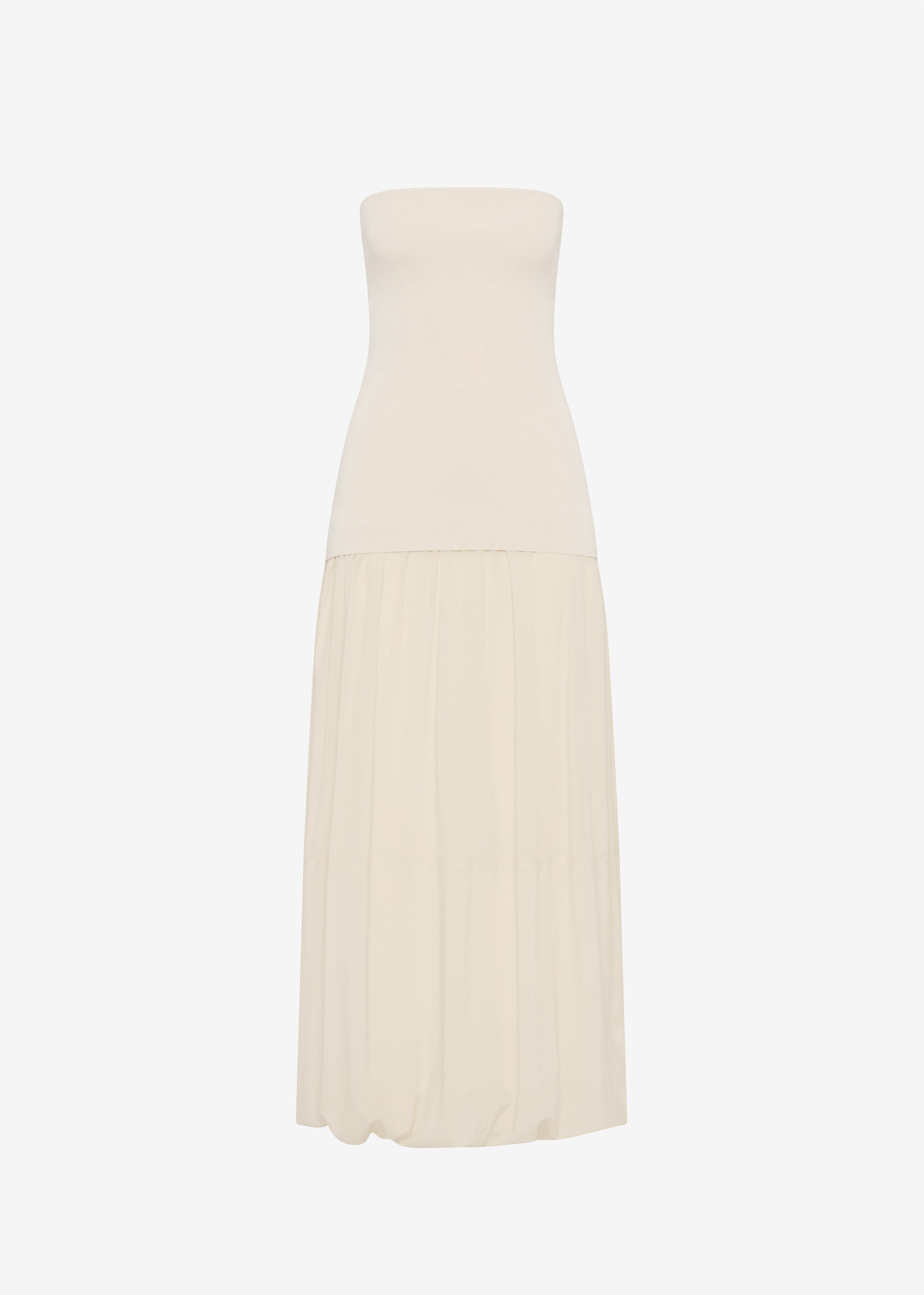 St. Agni Strapless Balloon Hem Dress - Porcelain - 6