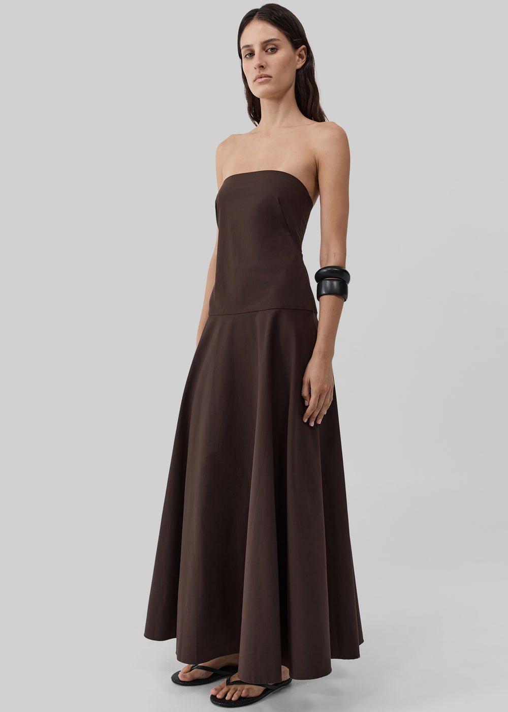 St. Agni Strapless Rouleau Dress - Bark - 1