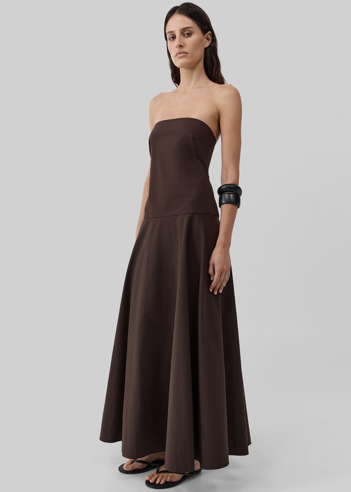 St. Agni Strapless Rouleau Dress - Bark - 1