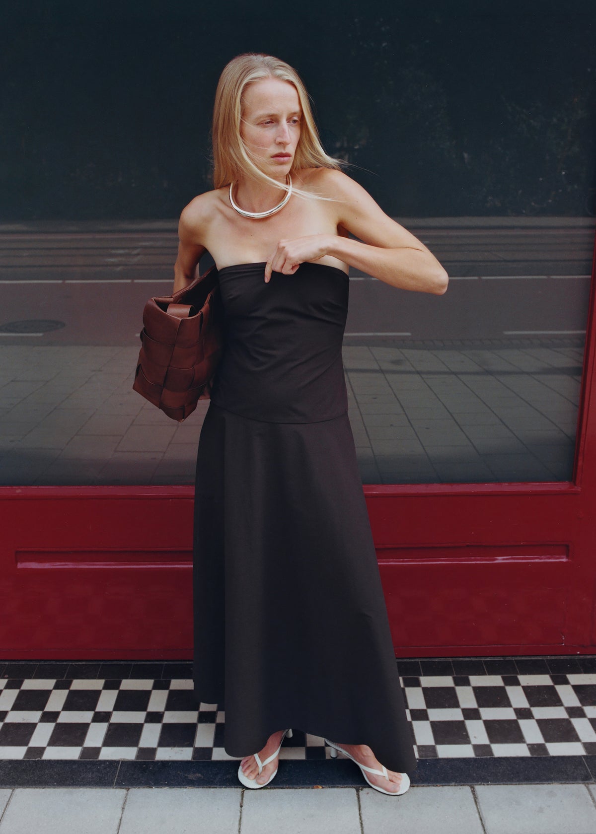 St. Agni Strapless Rouleau Dress - Bark - 3