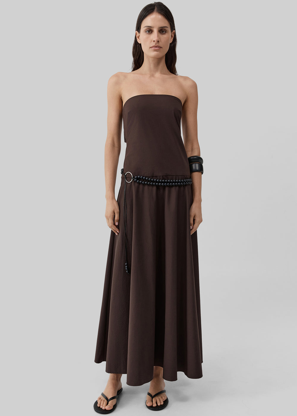 St. Agni Strapless Rouleau Dress - Bark - 1
