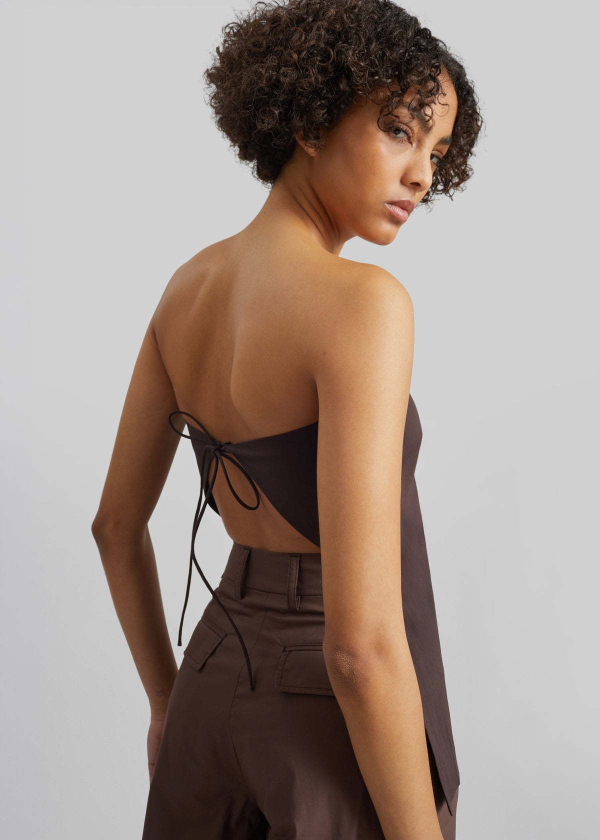 St. Agni Strapless Rouleau Tie Top - Bark - 2