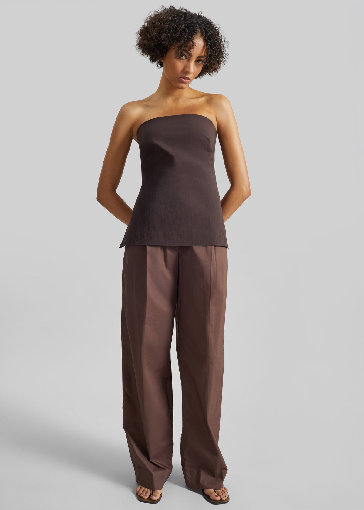 St. Agni Strapless Rouleau Tie Top - Bark - 3