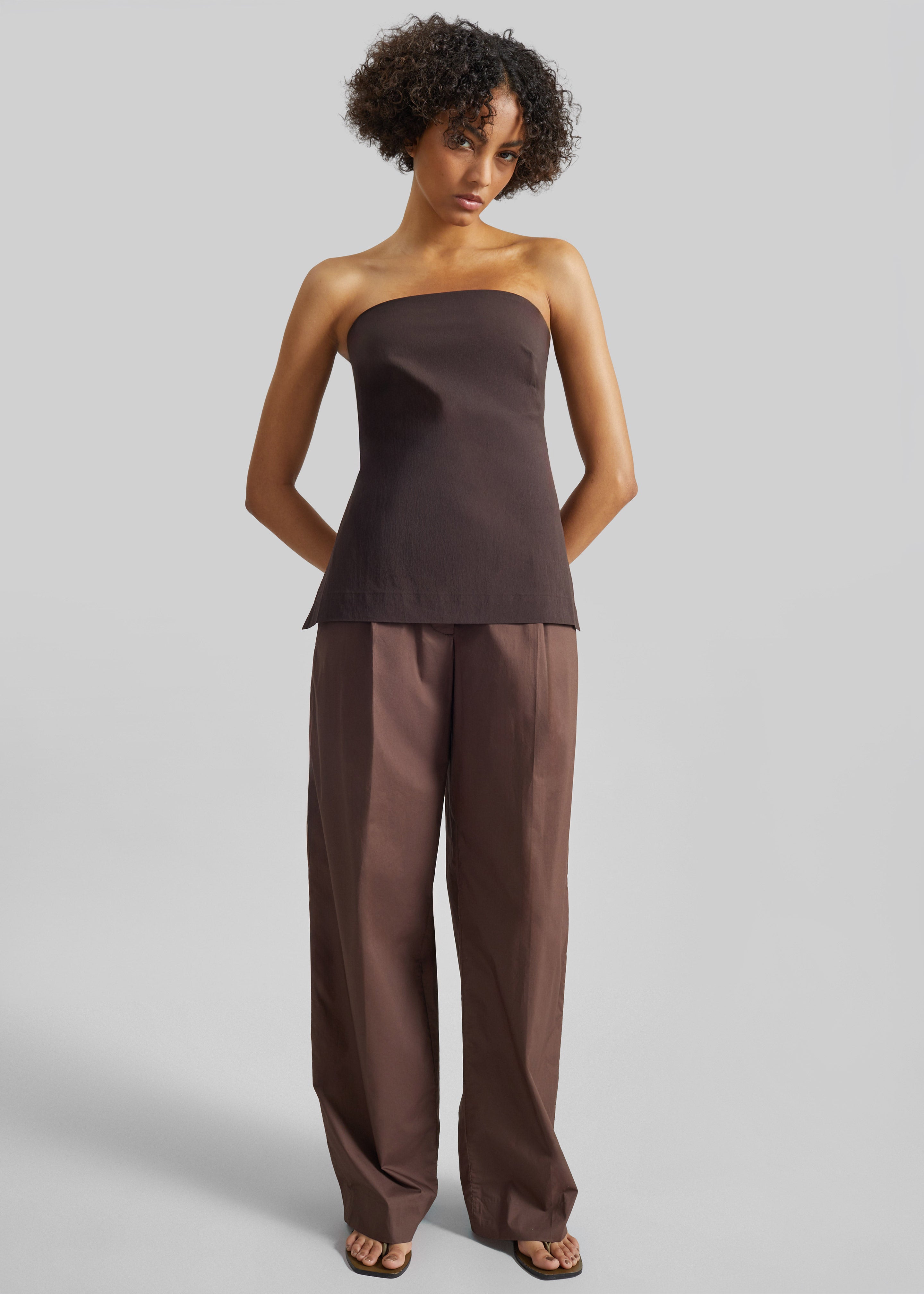 St. Agni Strapless Rouleau Tie Top - Bark - 3