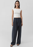 St. Agni Stripe Relaxed Pleat Pants - Ink Stripe