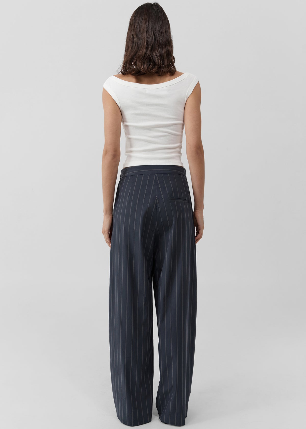 St. Agni Stripe Relaxed Pleat Pants - Ink Stripe - 5