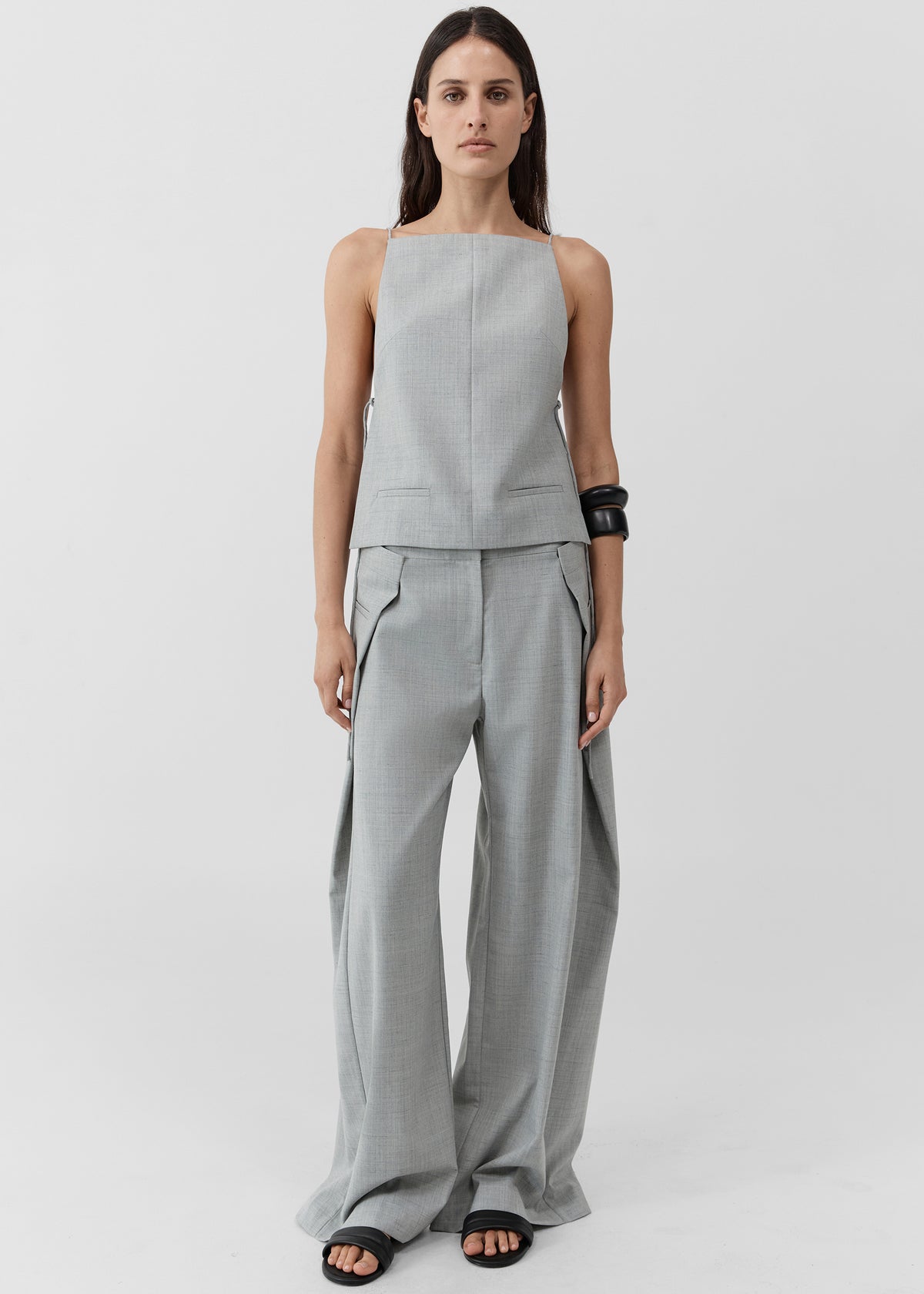 St. Agni Tailored Fold Pants - Concrete - 1