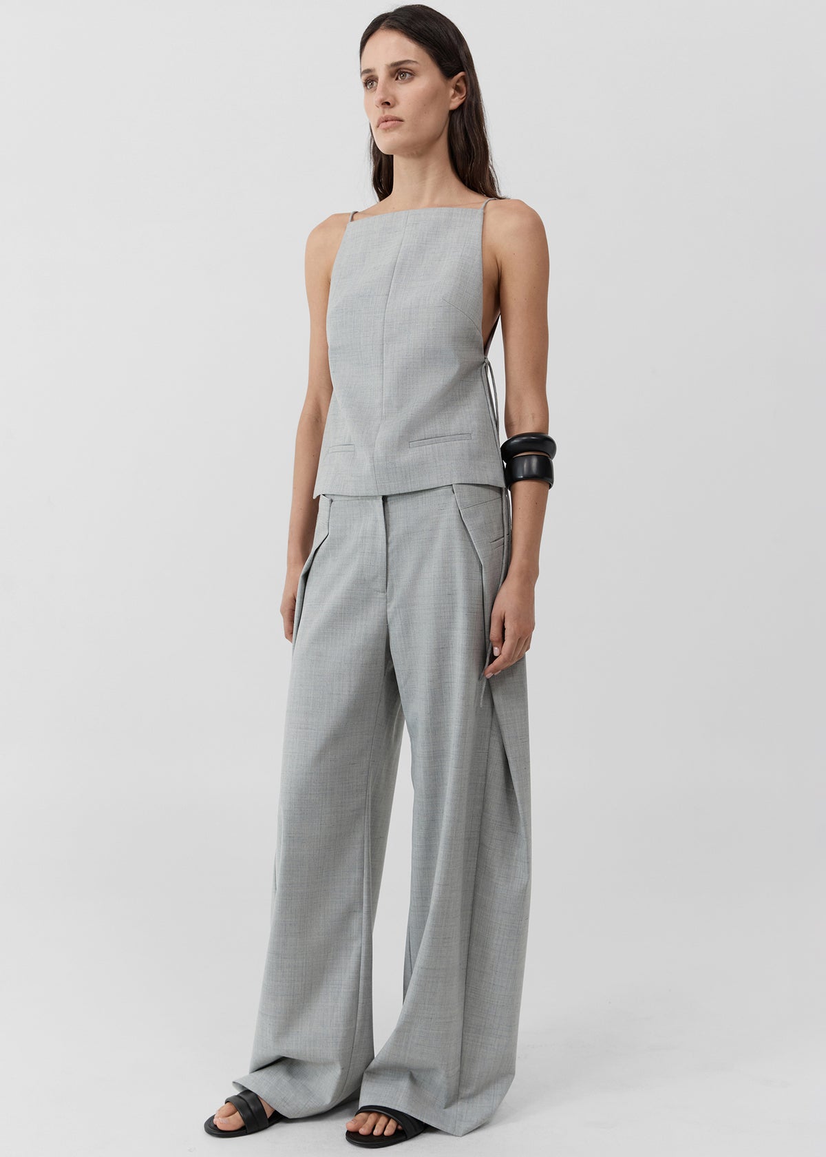 St. Agni Tailored Fold Pants - Concrete - 4