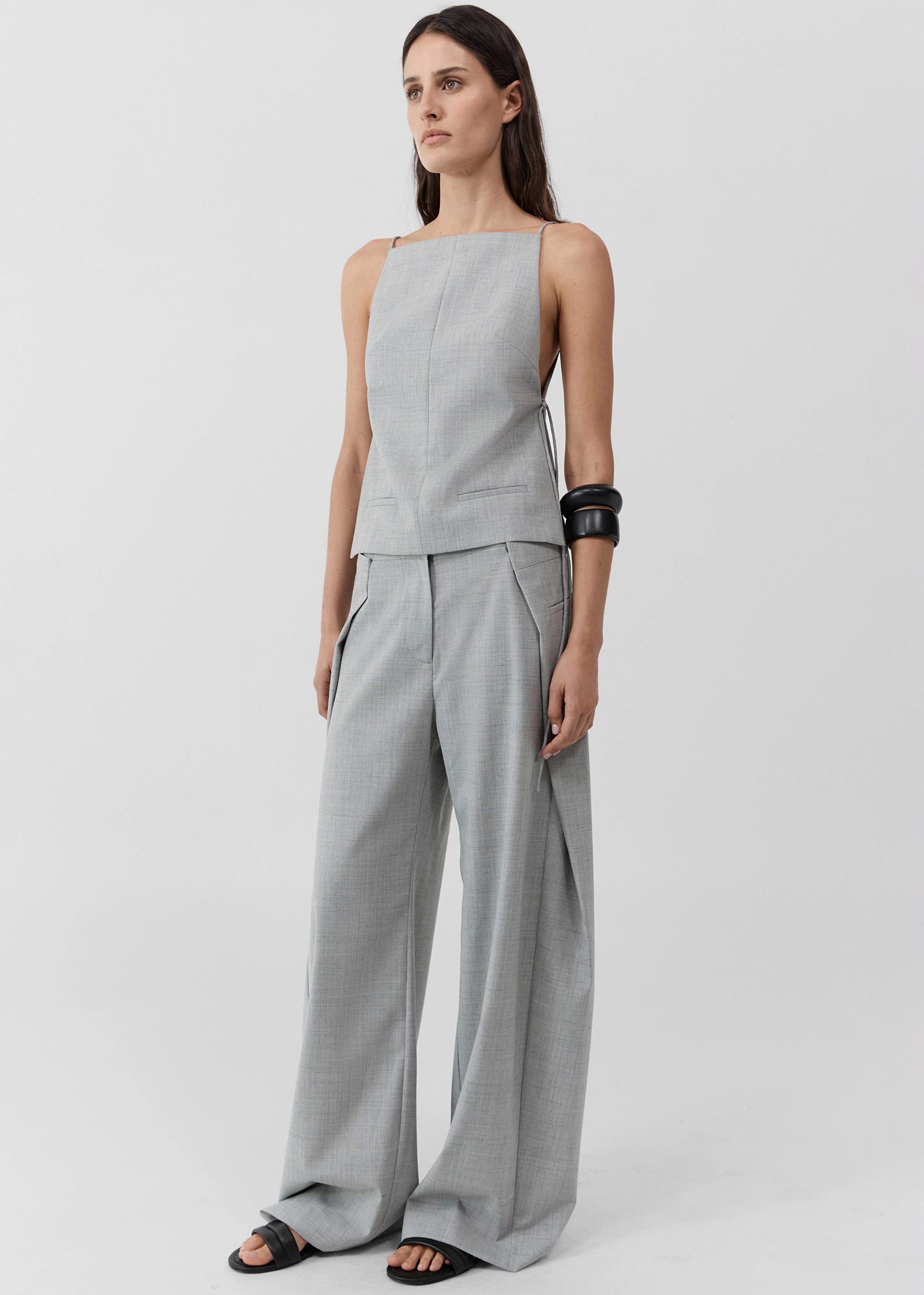 St. Agni Tailored Fold Pants - Concrete - 4