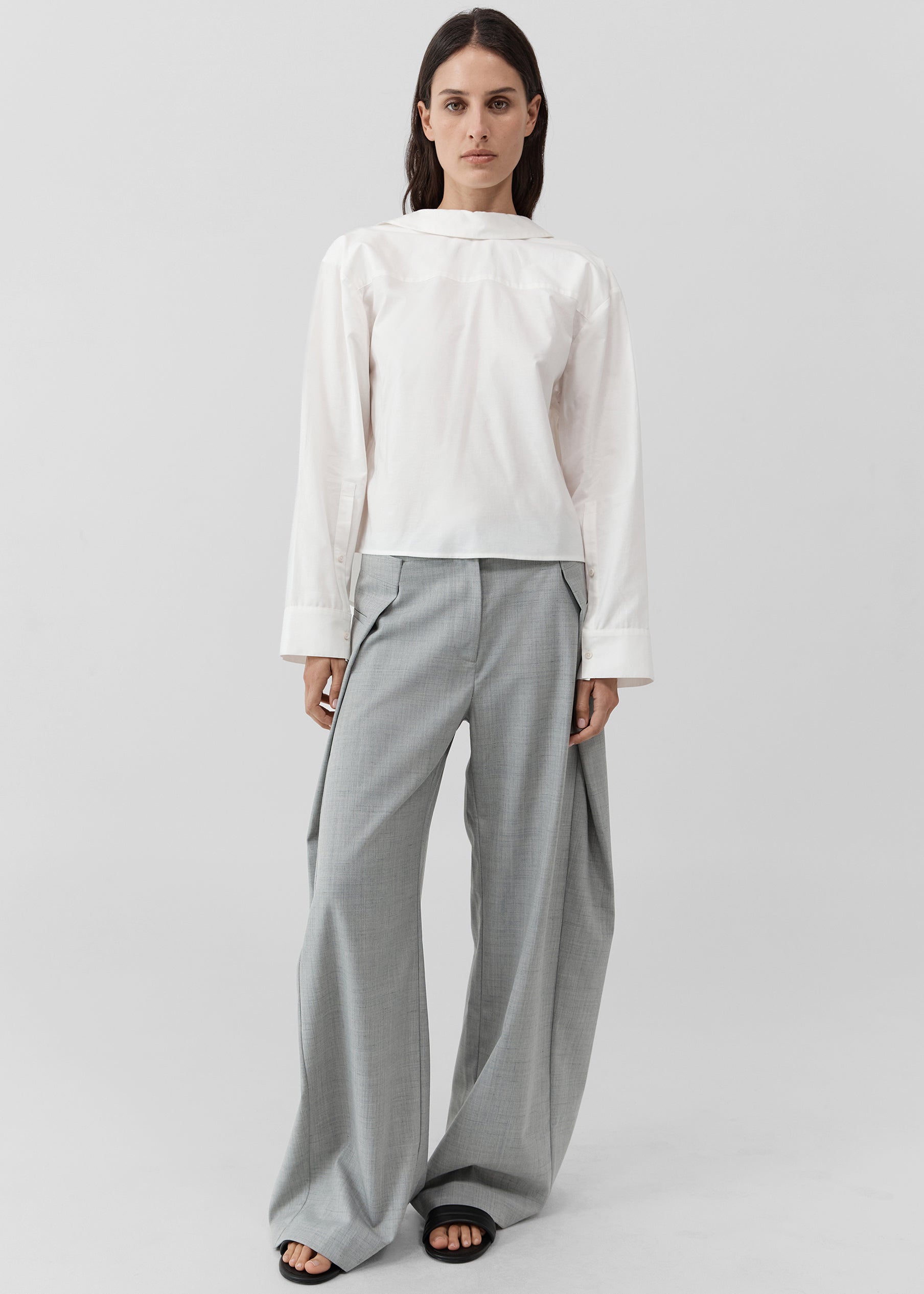 St. Agni Tailored Fold Pants - Concrete - 5