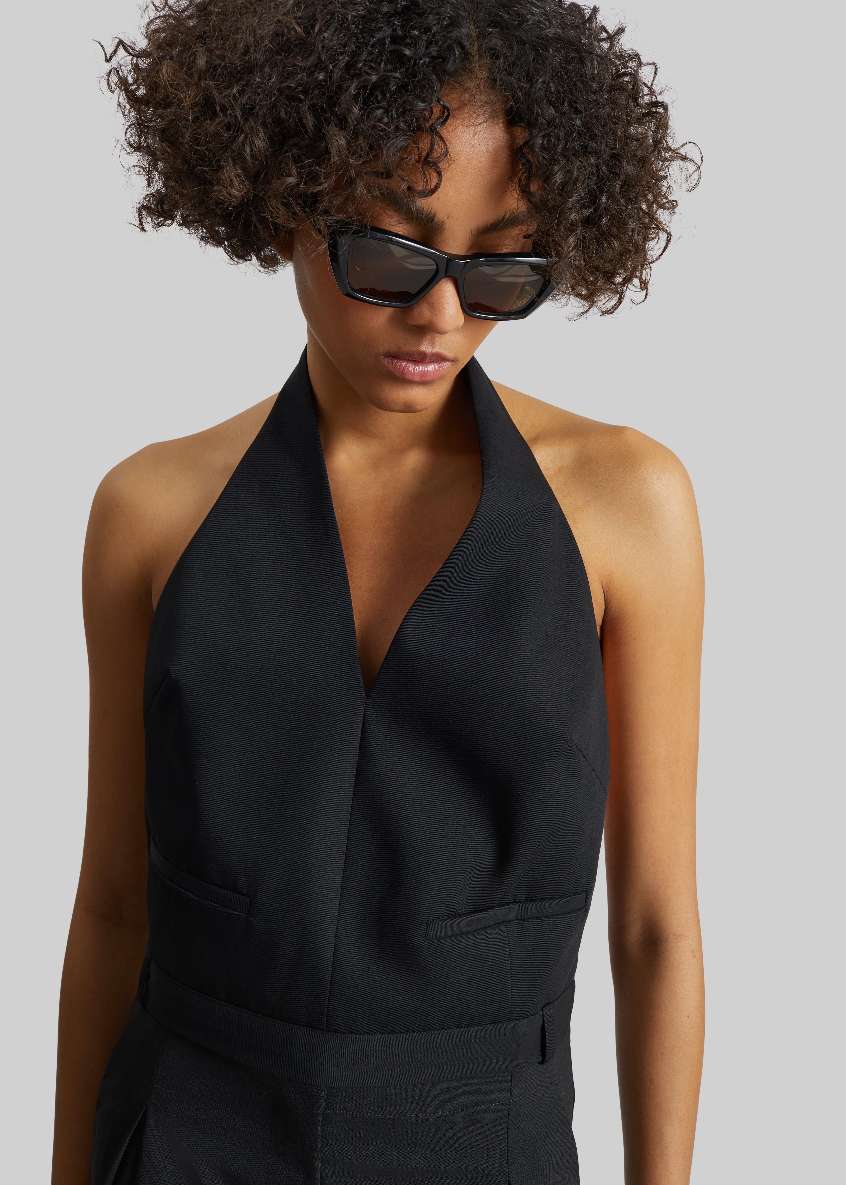 St. Agni Upside Down Halter Top - Black - 3