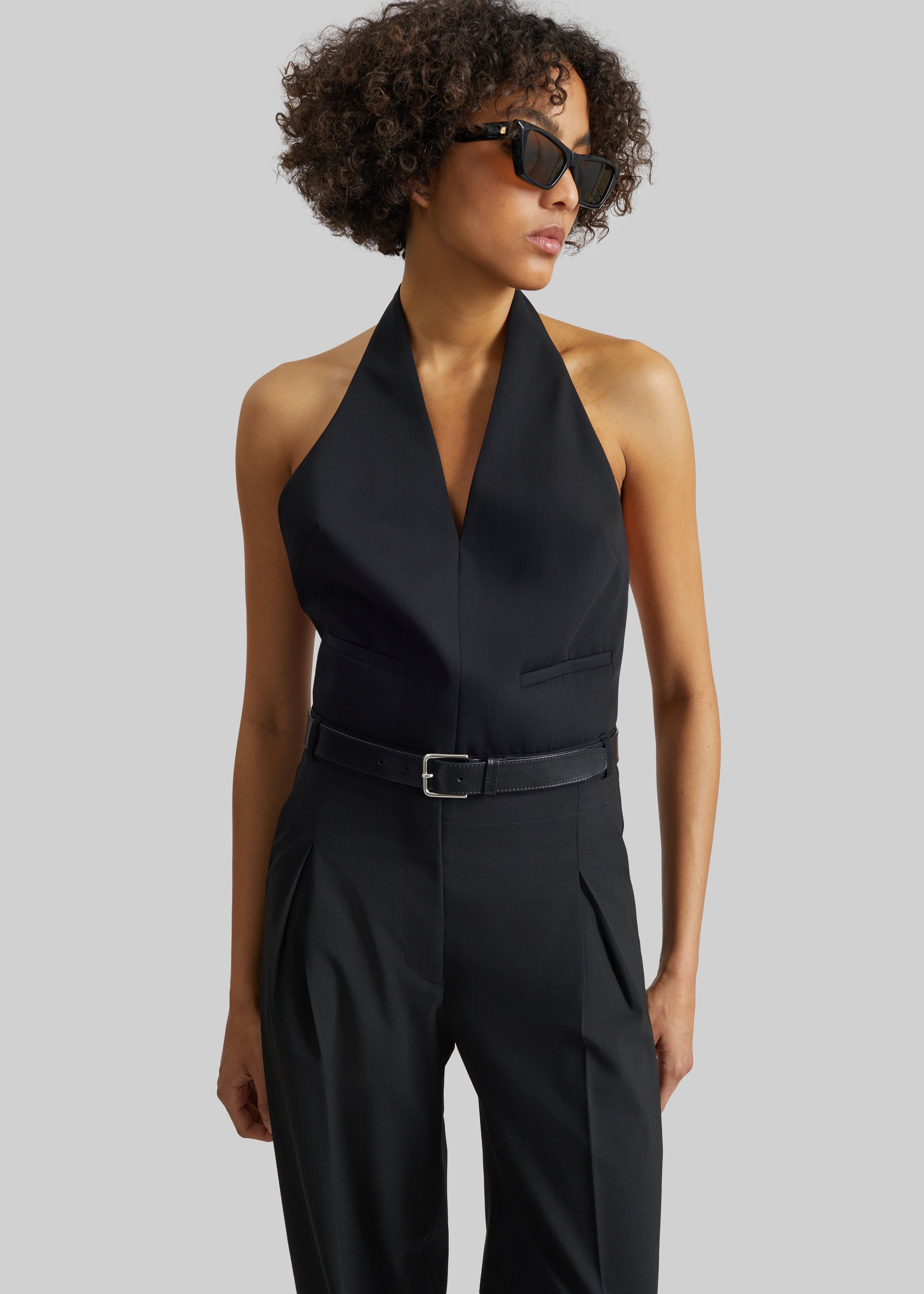 St. Agni Upside Down Halter Top - Black - 5