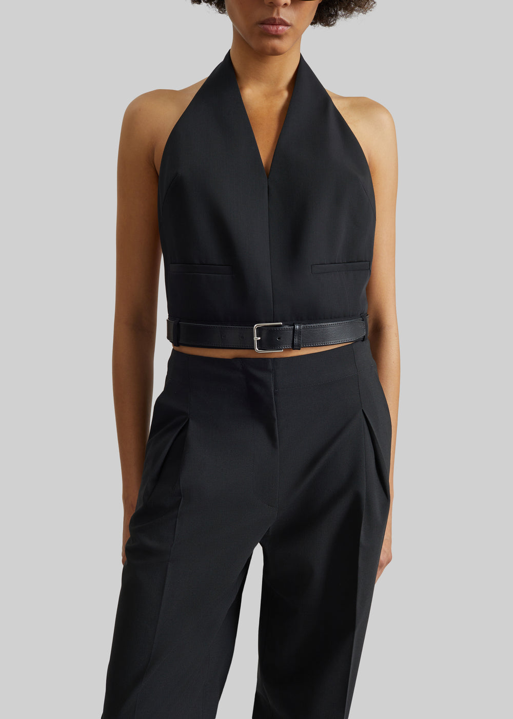 St. Agni Upside Down Halter Top - Black - 1