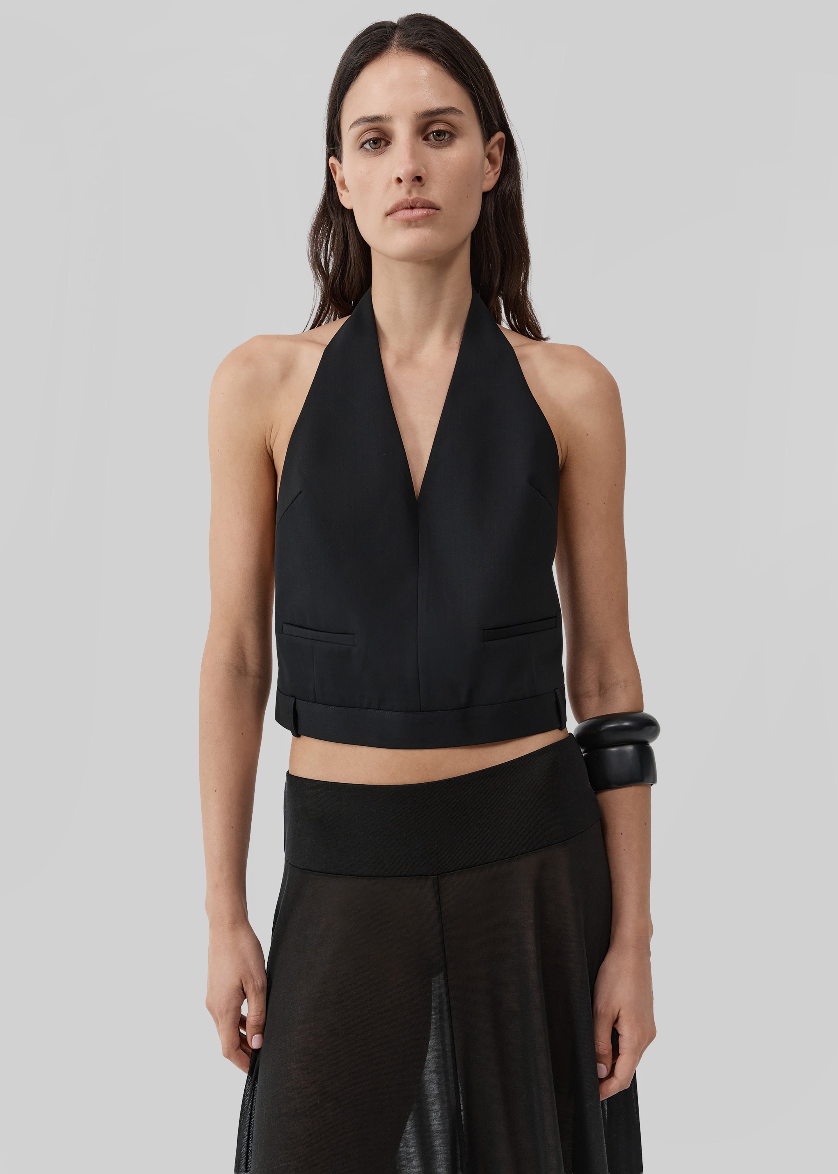 St. Agni Upside Down Halter Top - Black - 4