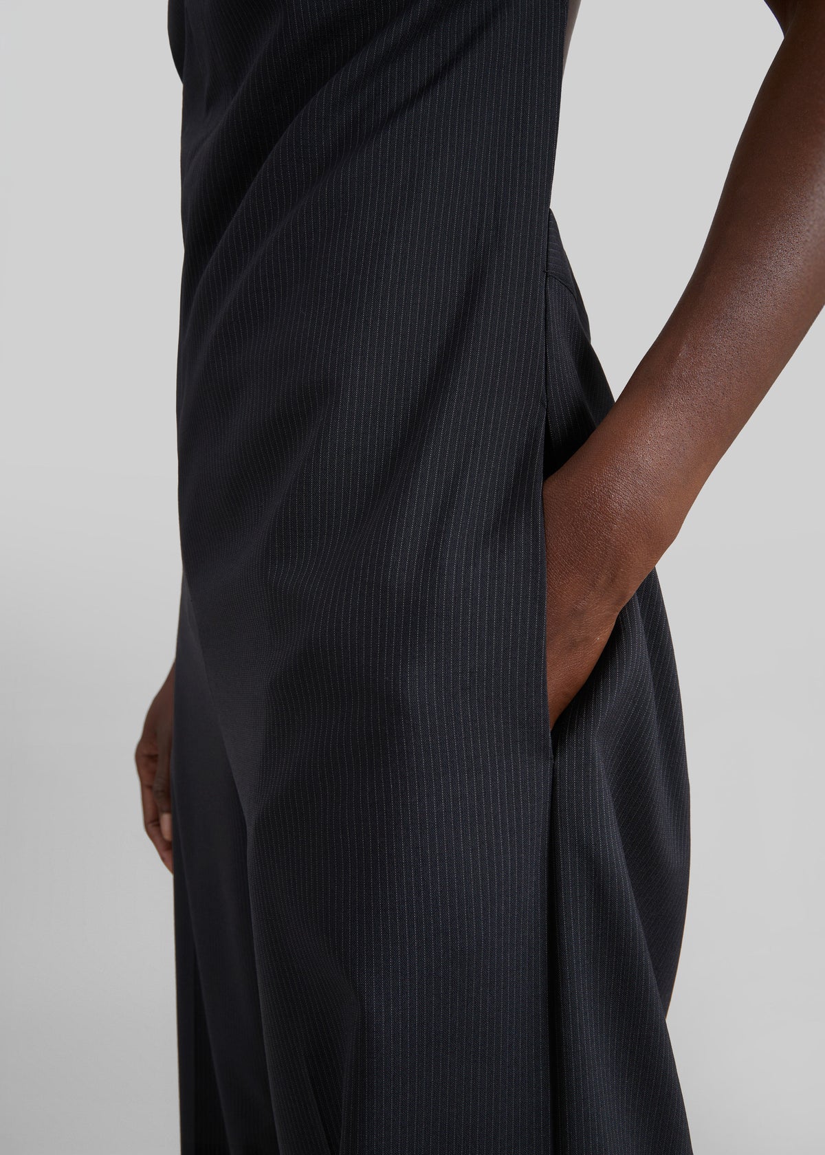 St. Agni Wool Pinstripe Deconstructed Jumpsuit - Fine Pinstripe - 7