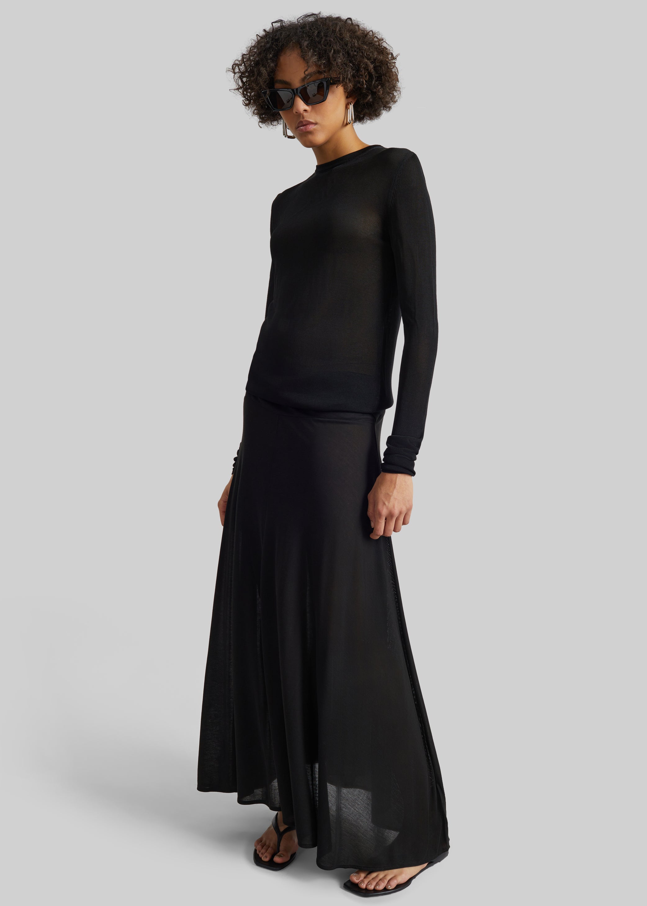 Shop the look image for St. Agni Fluid Jersey Skirt - Black