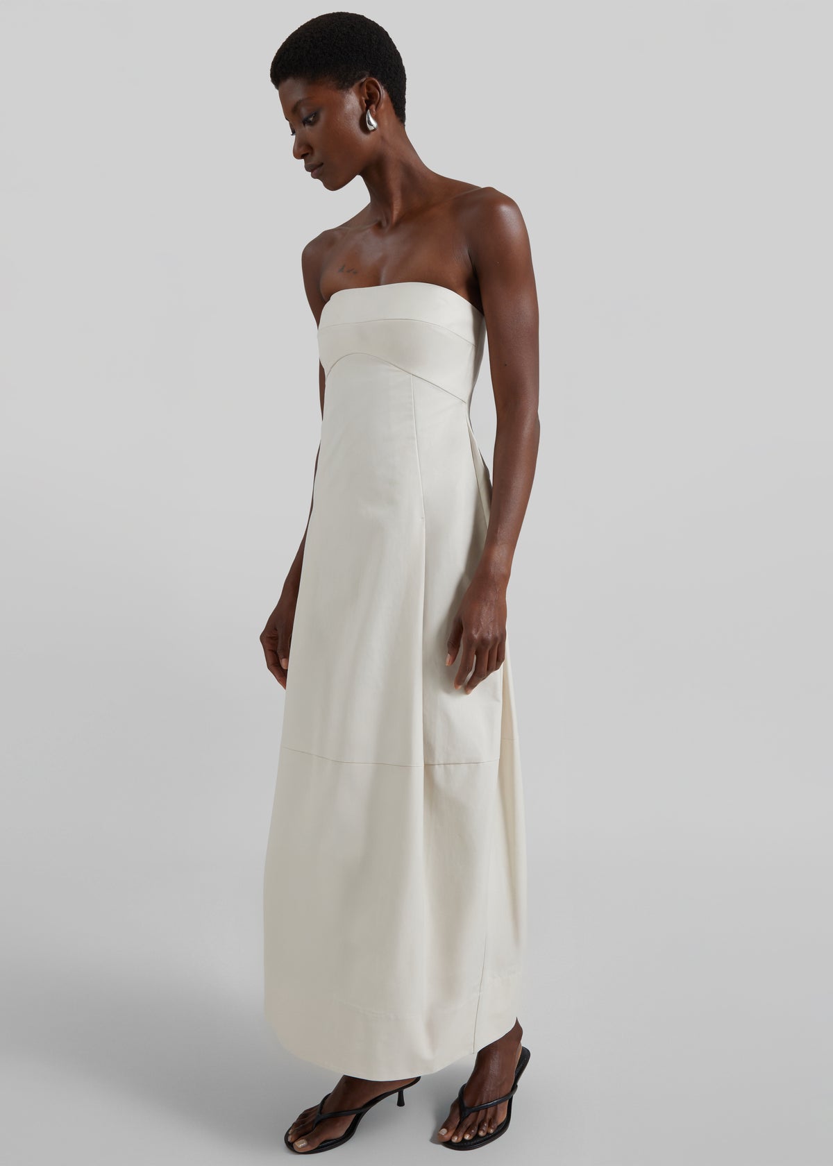 St. Agni Canvas Pleat Cocoon Dress - Shell - 3