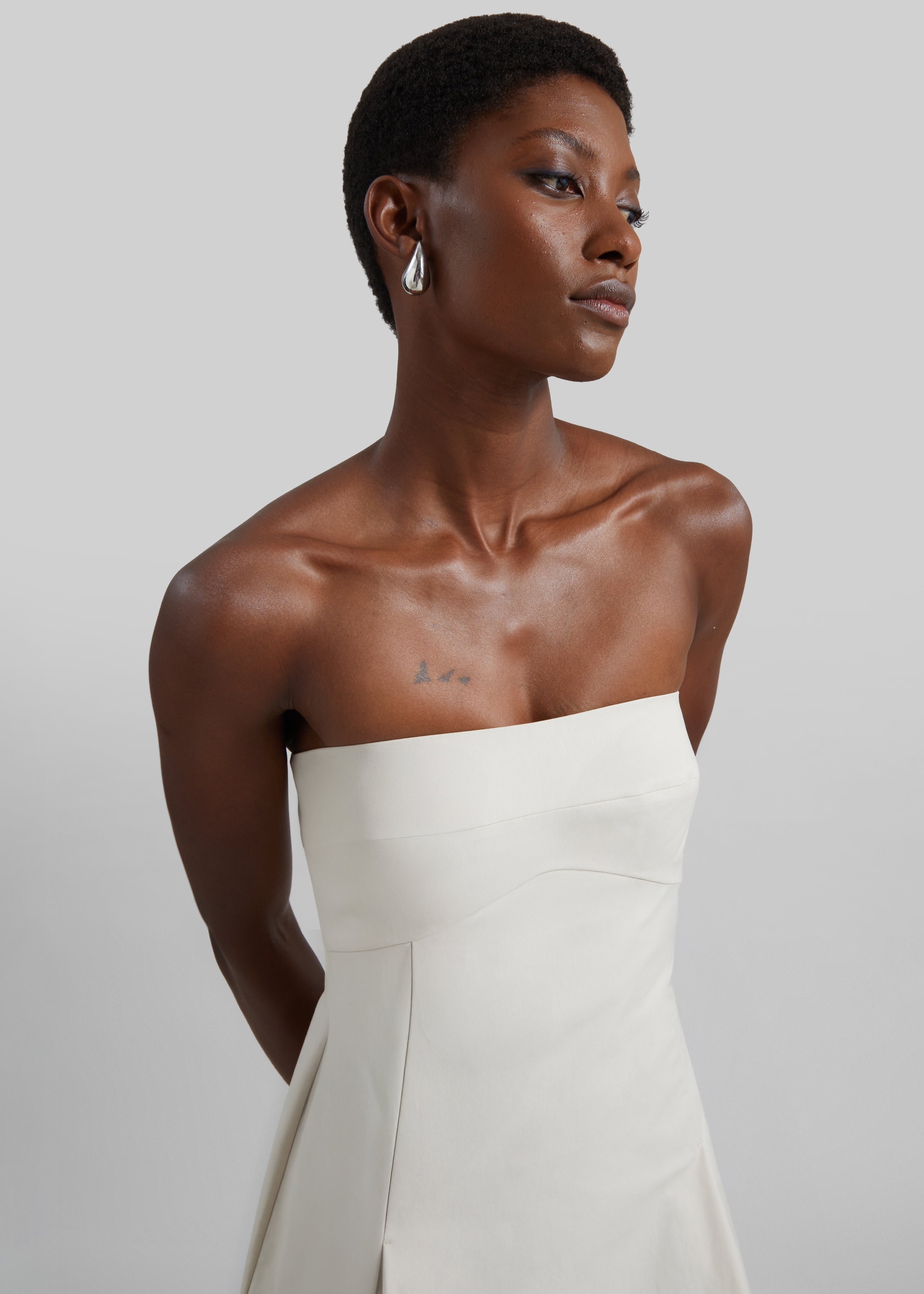 St. Agni Canvas Pleat Cocoon Dress - Shell - 2