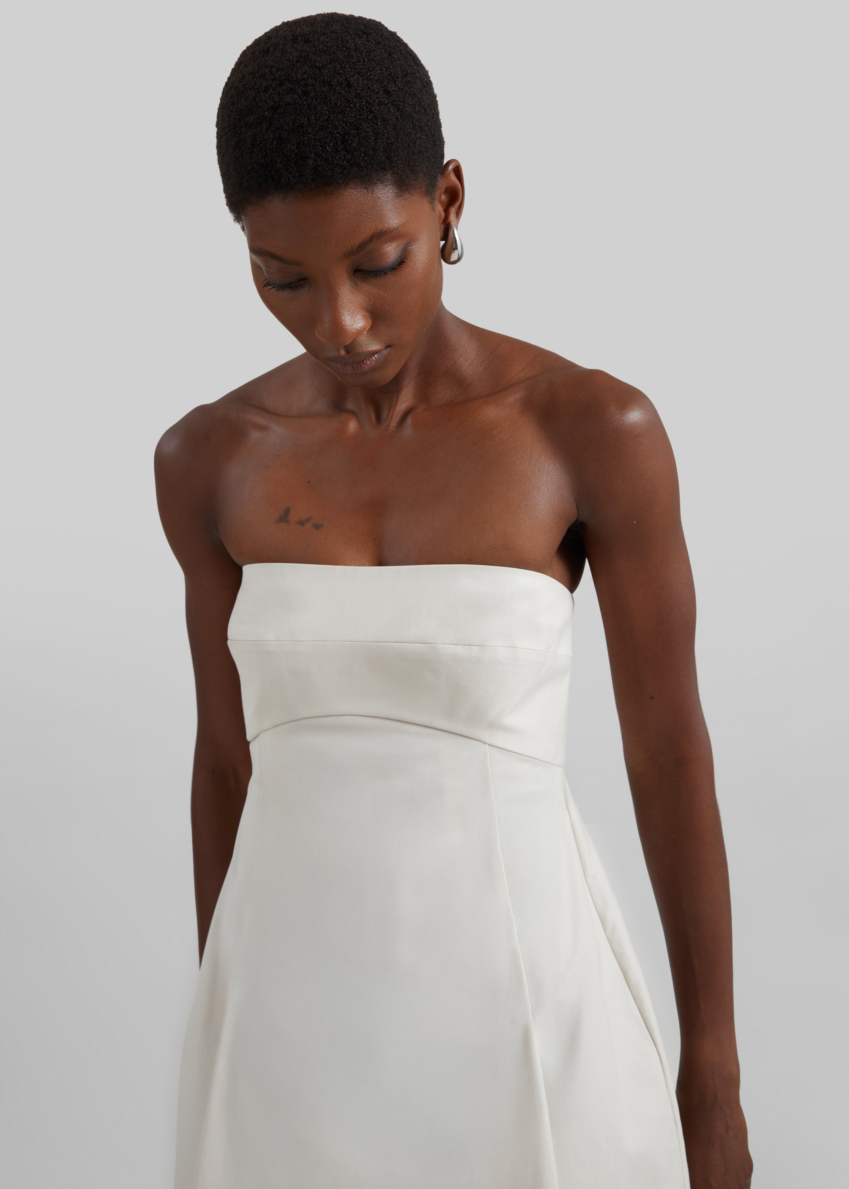 St. Agni Canvas Pleat Cocoon Dress - Shell - 4