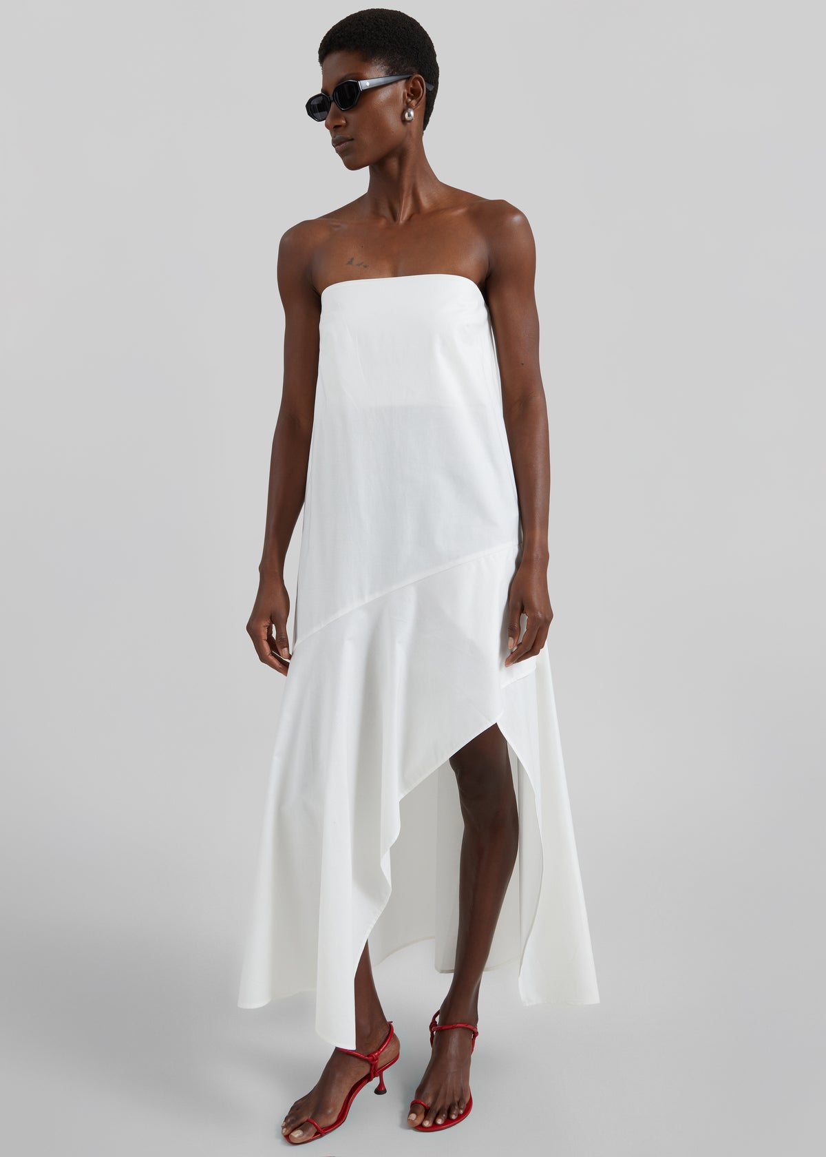 St. Agni Oxford Strapless Asymm Dress