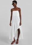St. Agni Oxford Strapless Asymm Dress - White