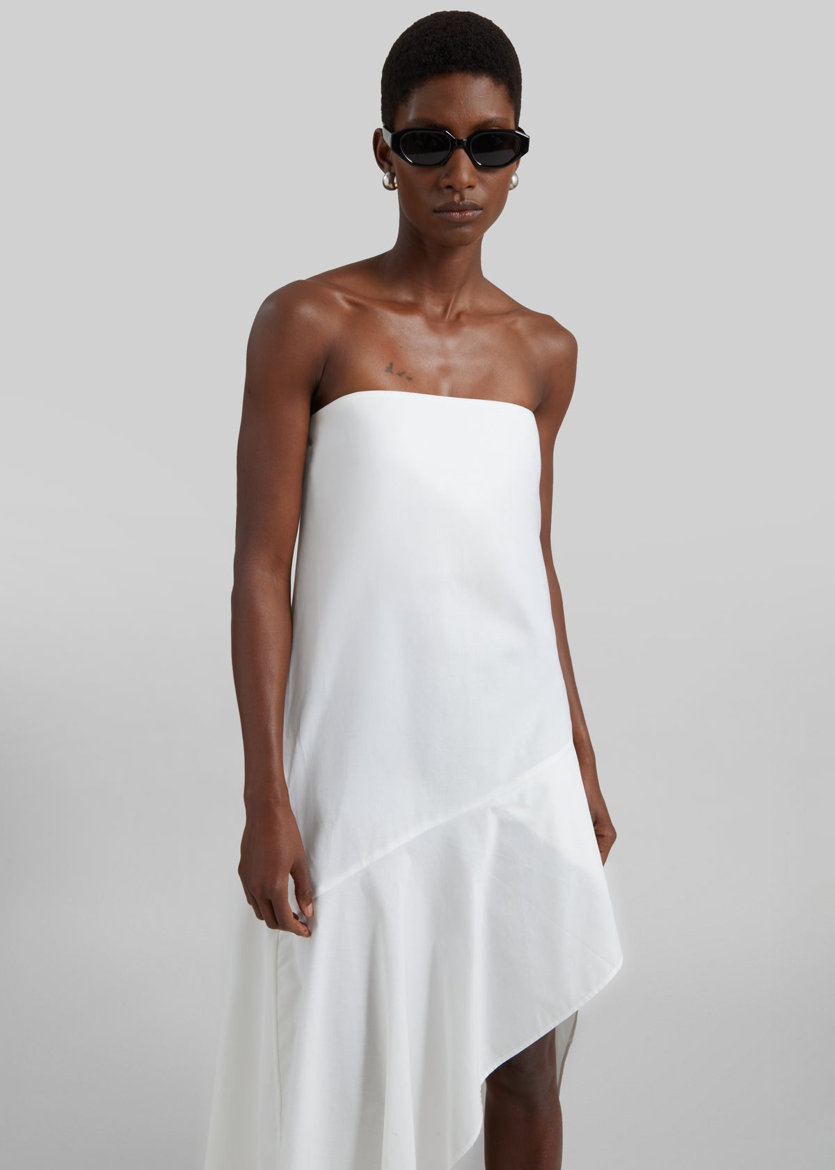 St. Agni Oxford Strapless Asymm Dress