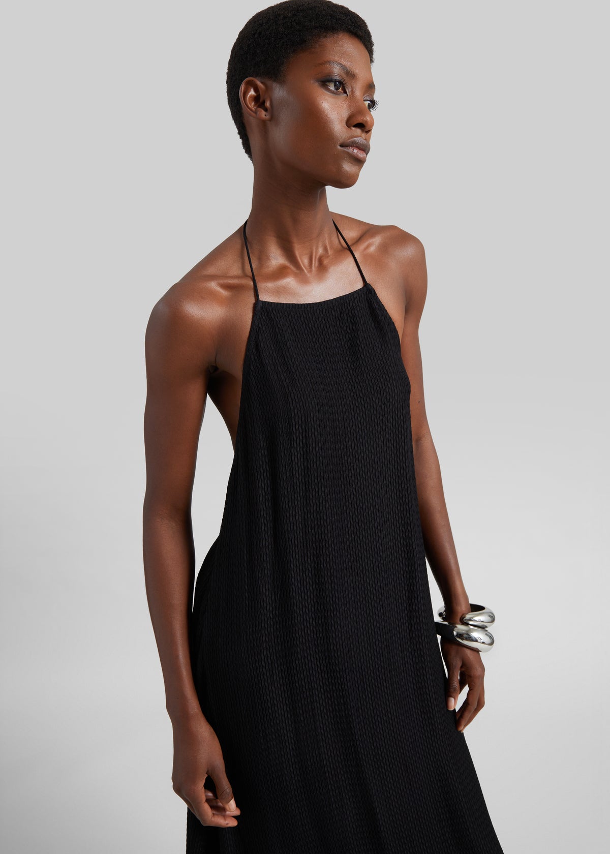 st agni halter dress St. Agni Halter Gathered Dress in Chocolate