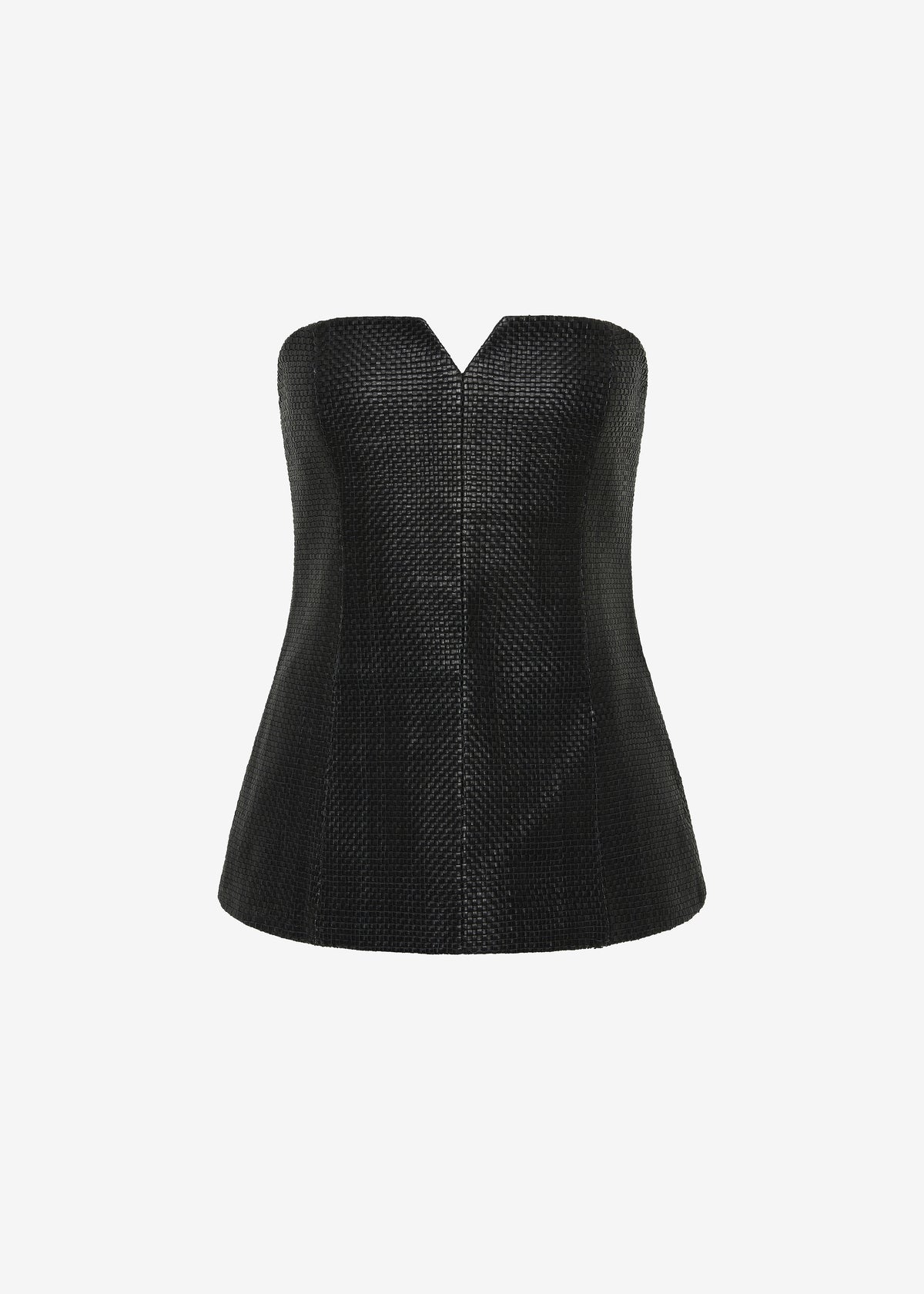St. Agni Woven Leather Strapless Bodice - Black - 7