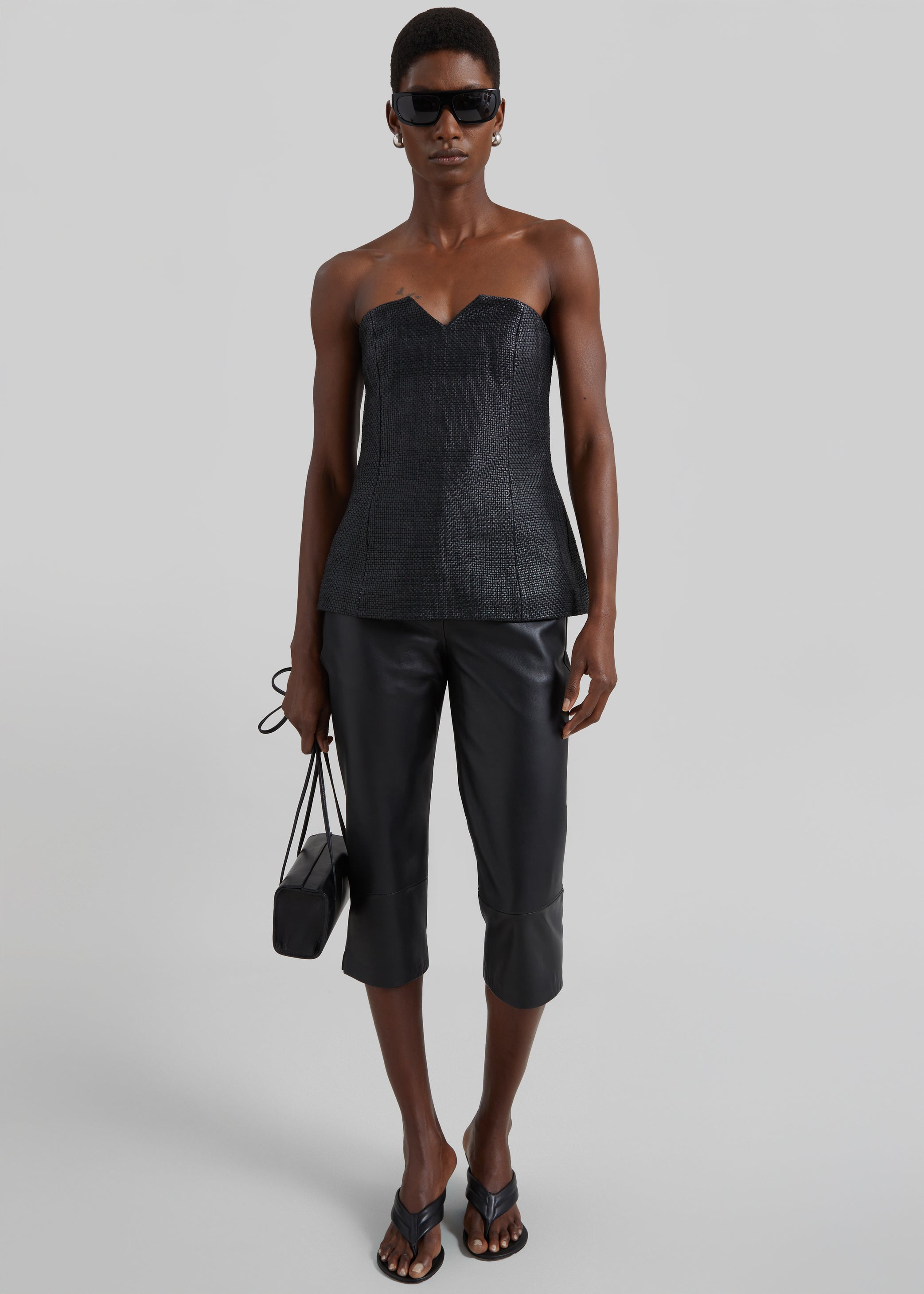 Shop the look image for St. Agni Woven Leather Strapless Bodice - Black