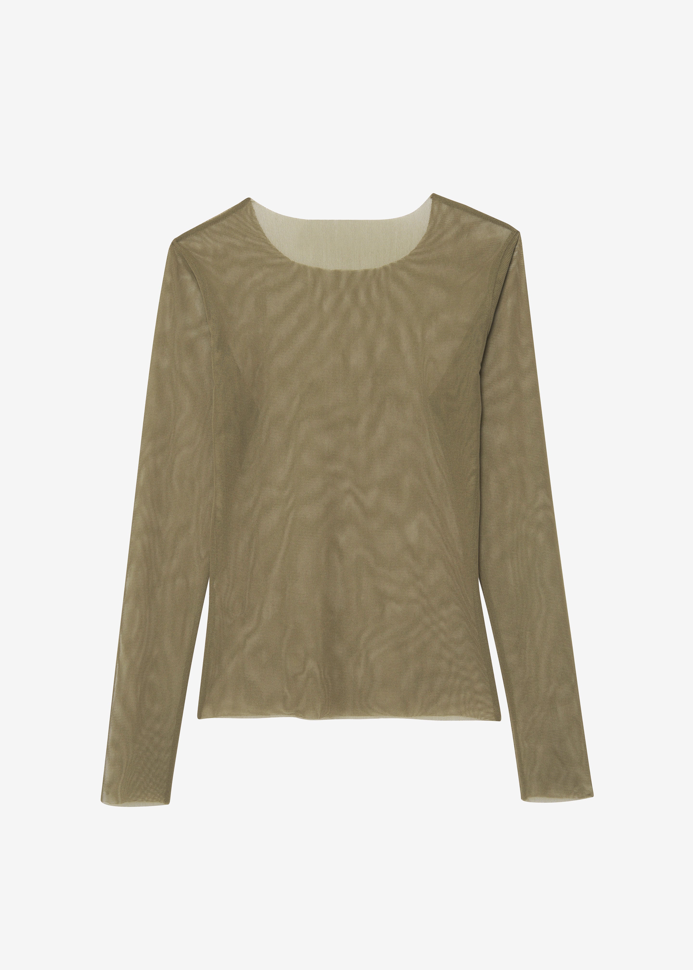 Stace Sheer Long Sleeve Tee - Khaki - 9