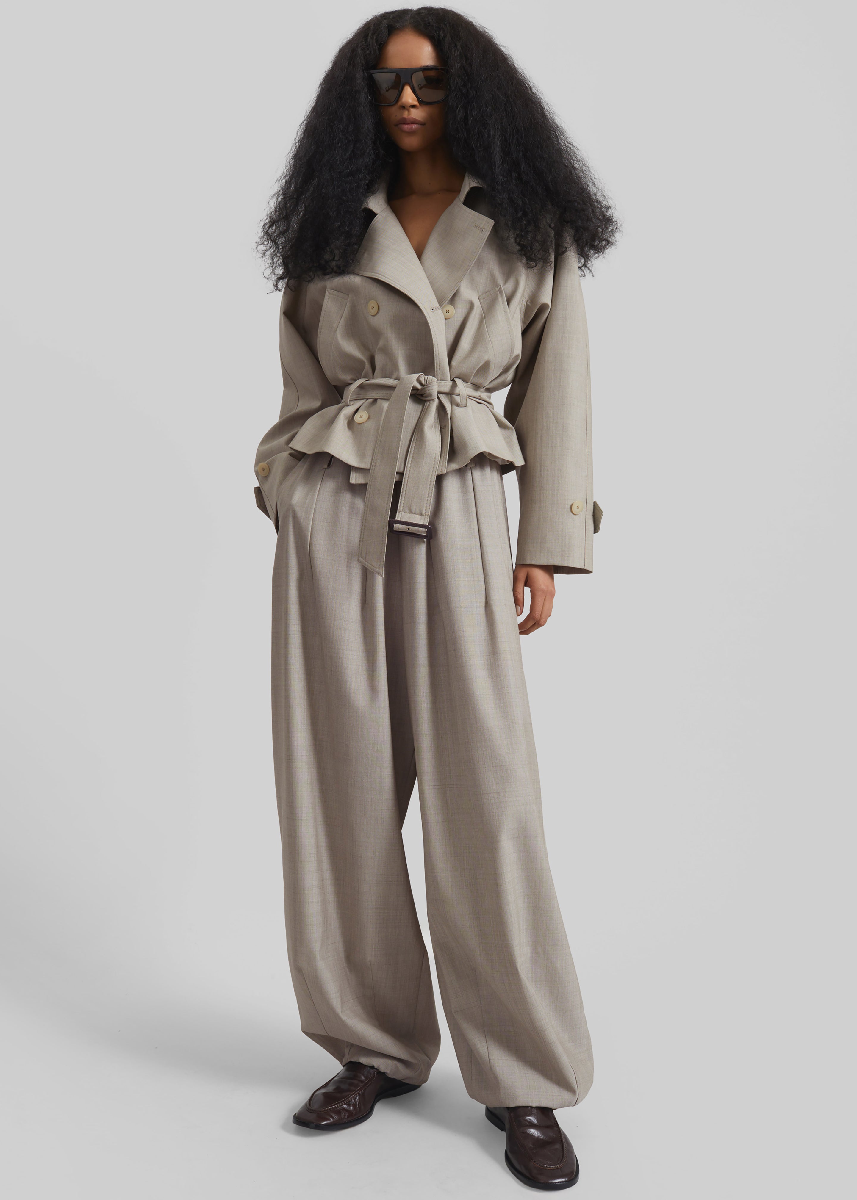 Stan Cropped Trench - Beige Melange – The Frankie Shop