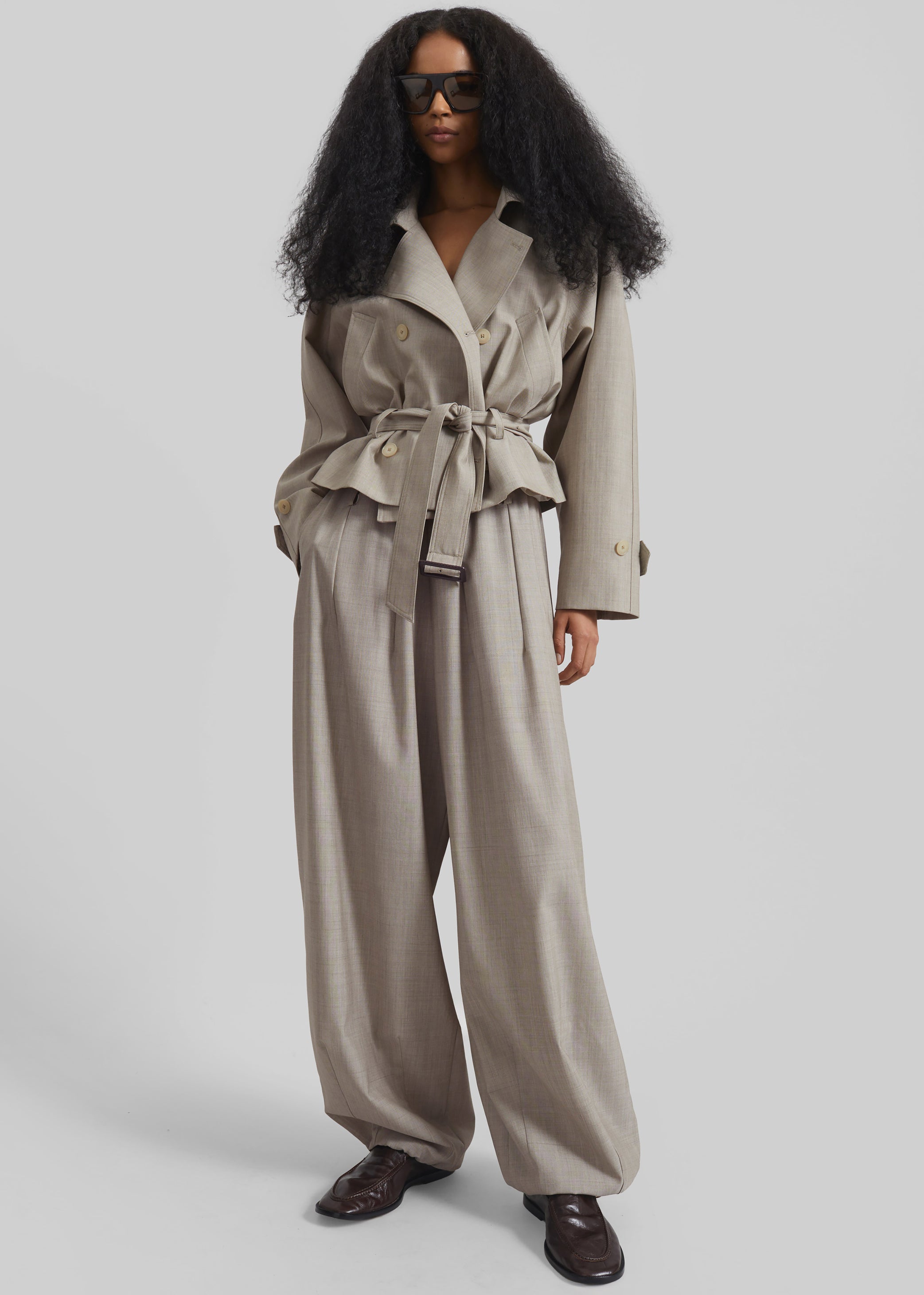 Shop the look image for Stan Cropped Trench - Beige Melange