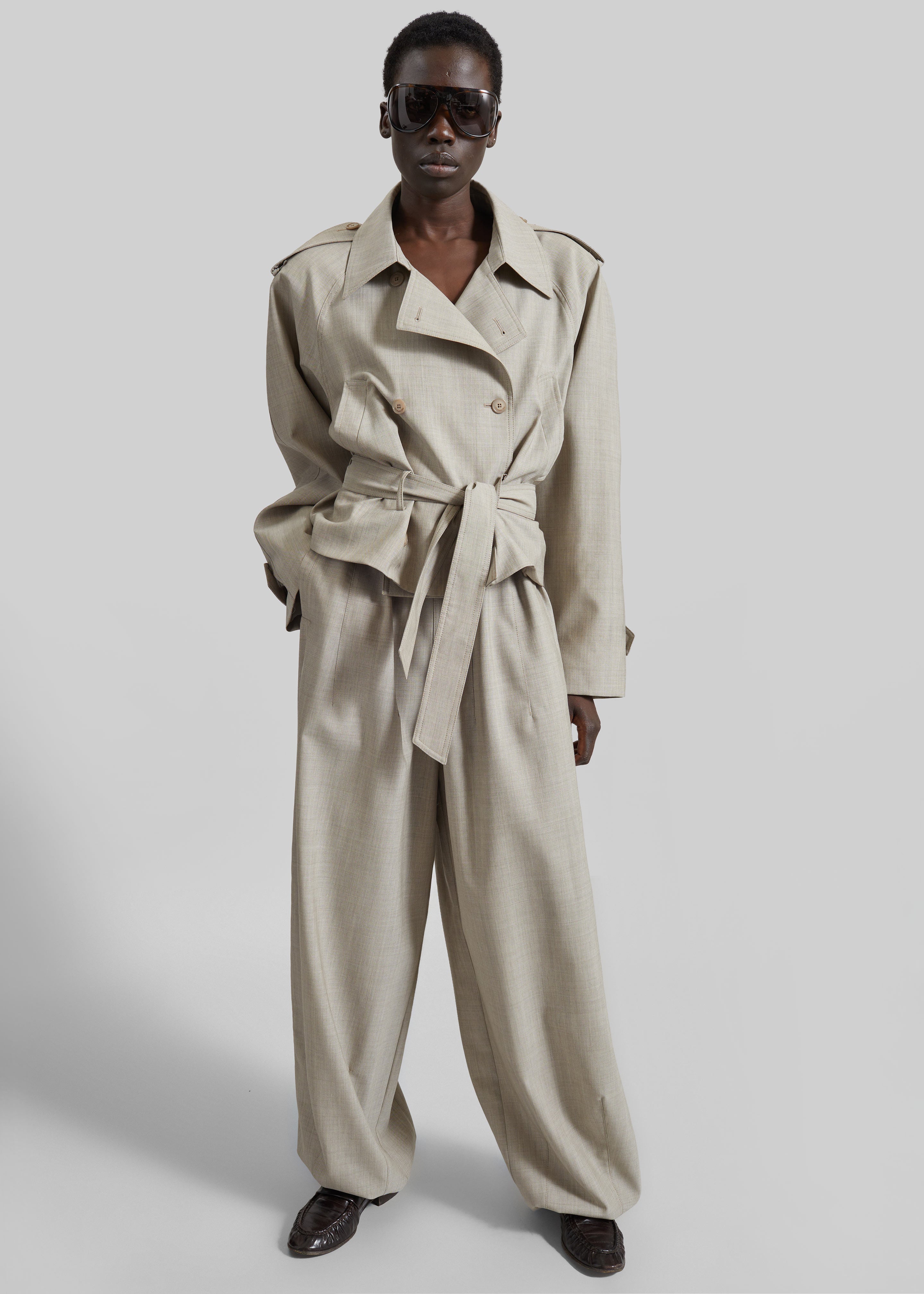 Stan Cropped Trench - Beige Melange – The Frankie Shop