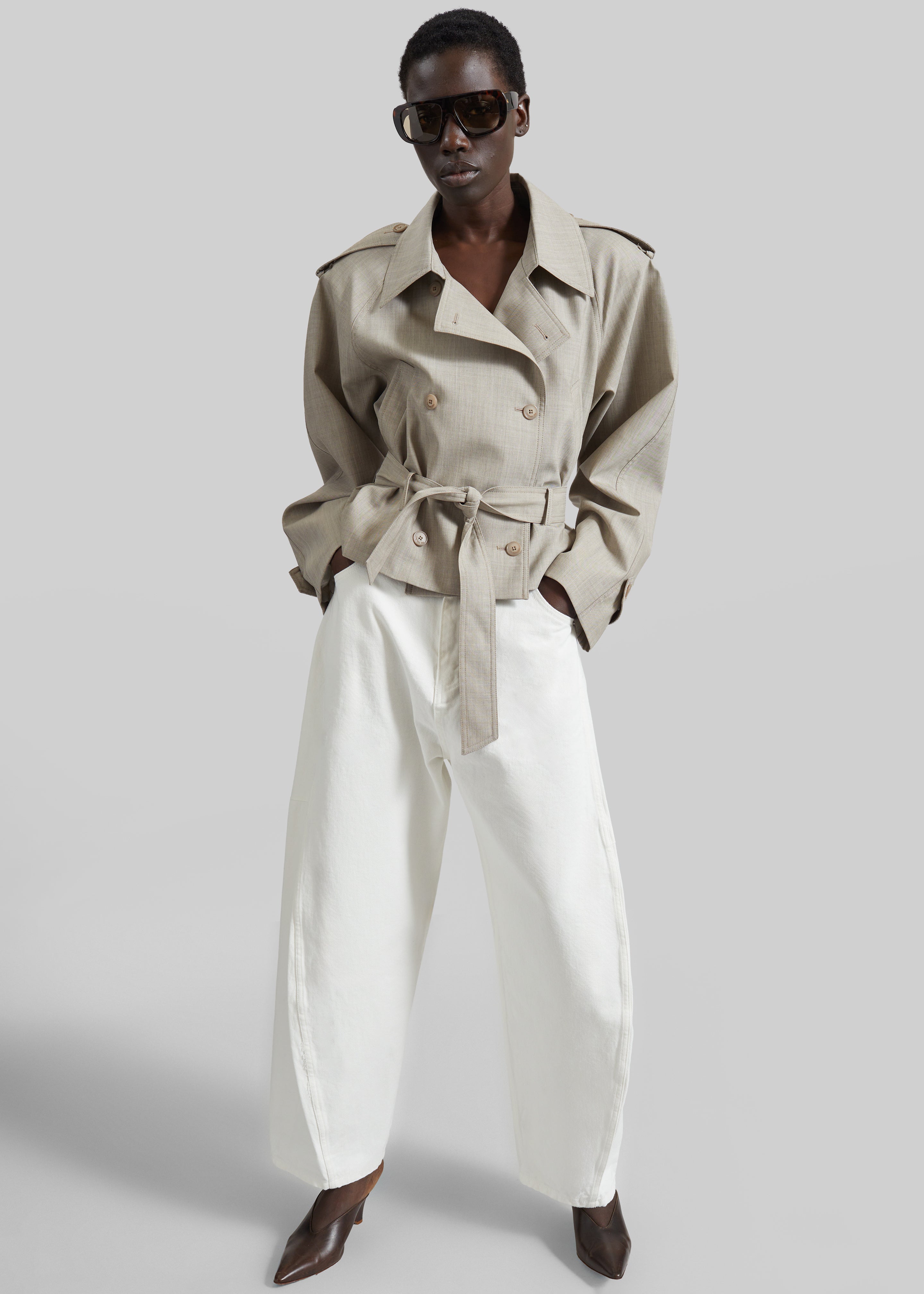 Stan Cropped Trench - Beige Melange – The Frankie Shop
