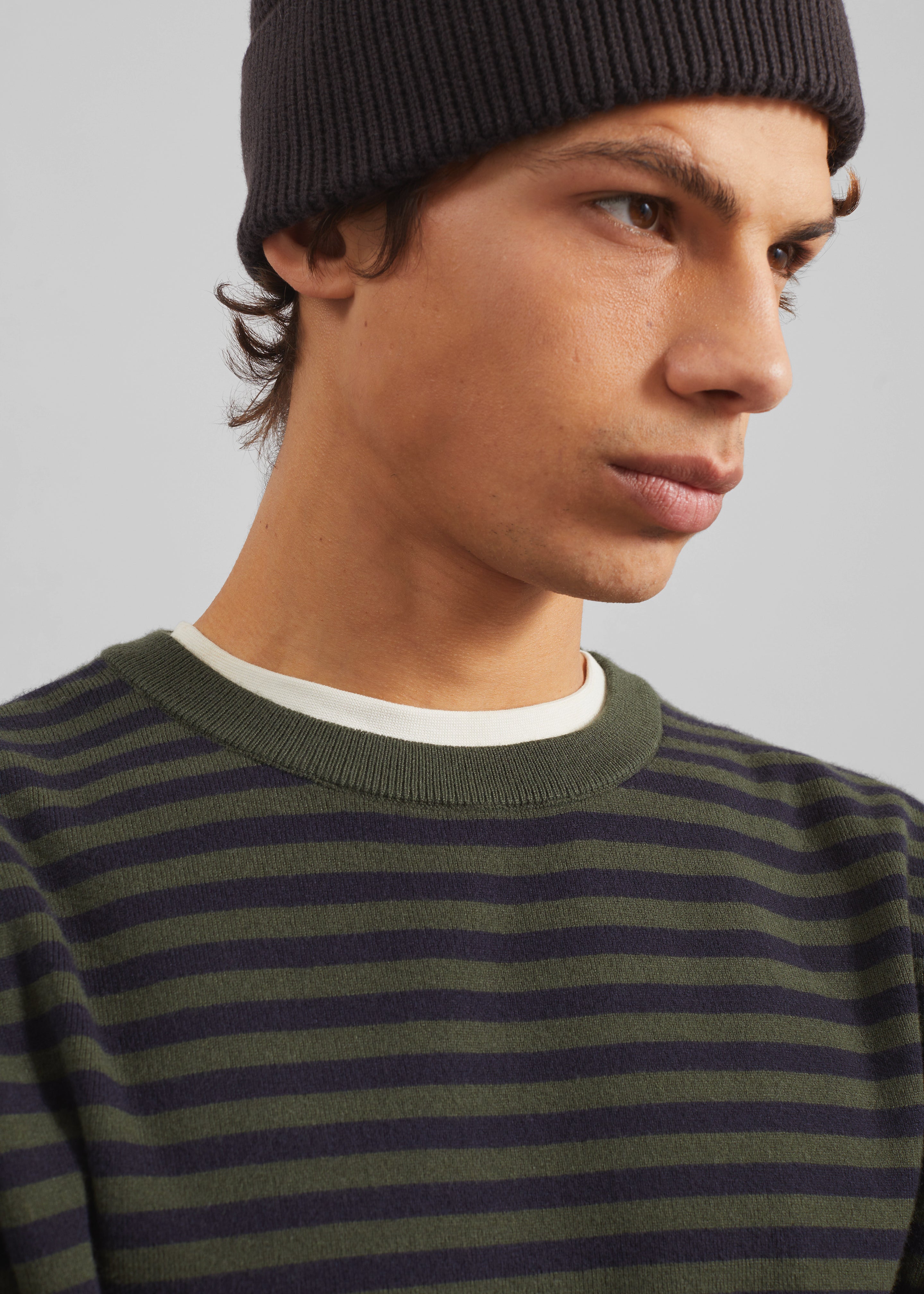 Stanmore Knit T-Shirt - Green/Blue Stripe - 3