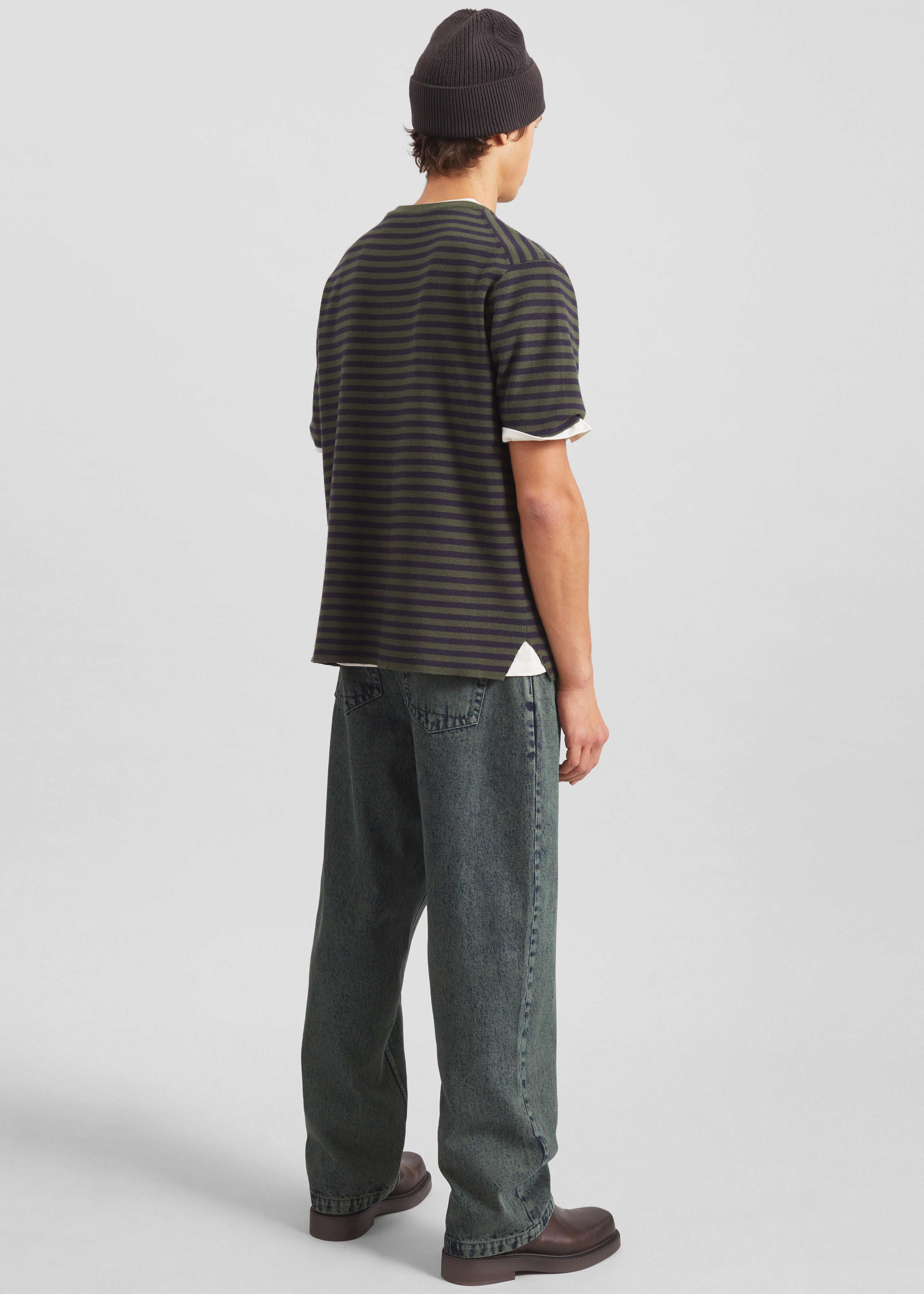 Stanmore Knit T-Shirt - Green/Blue Stripe - 6